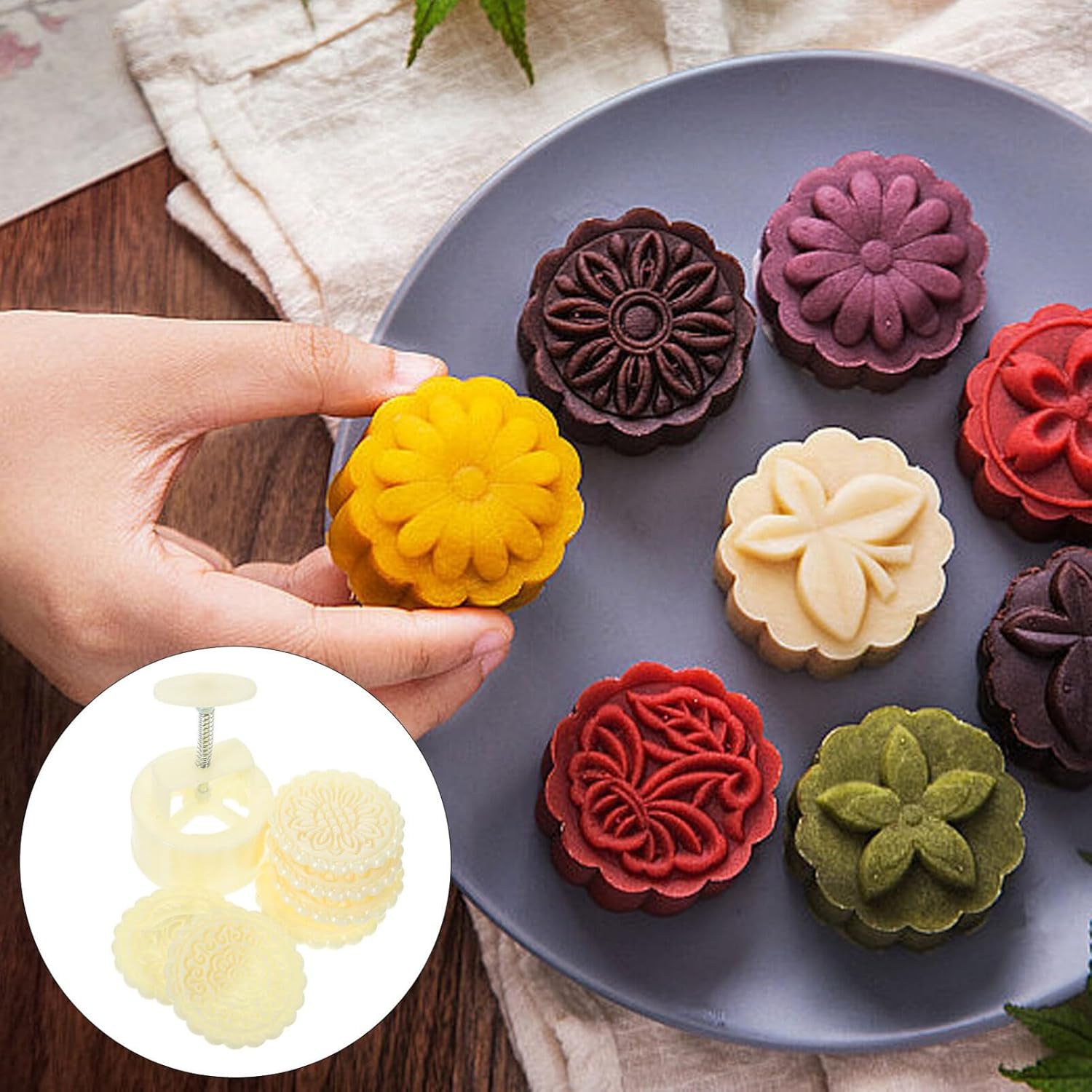 Kichvoe 1set Moon Cake Mold Press Mold for Baking Creative Mid- Bean Cake Molder Easy Release Material for Home Use - Image 2