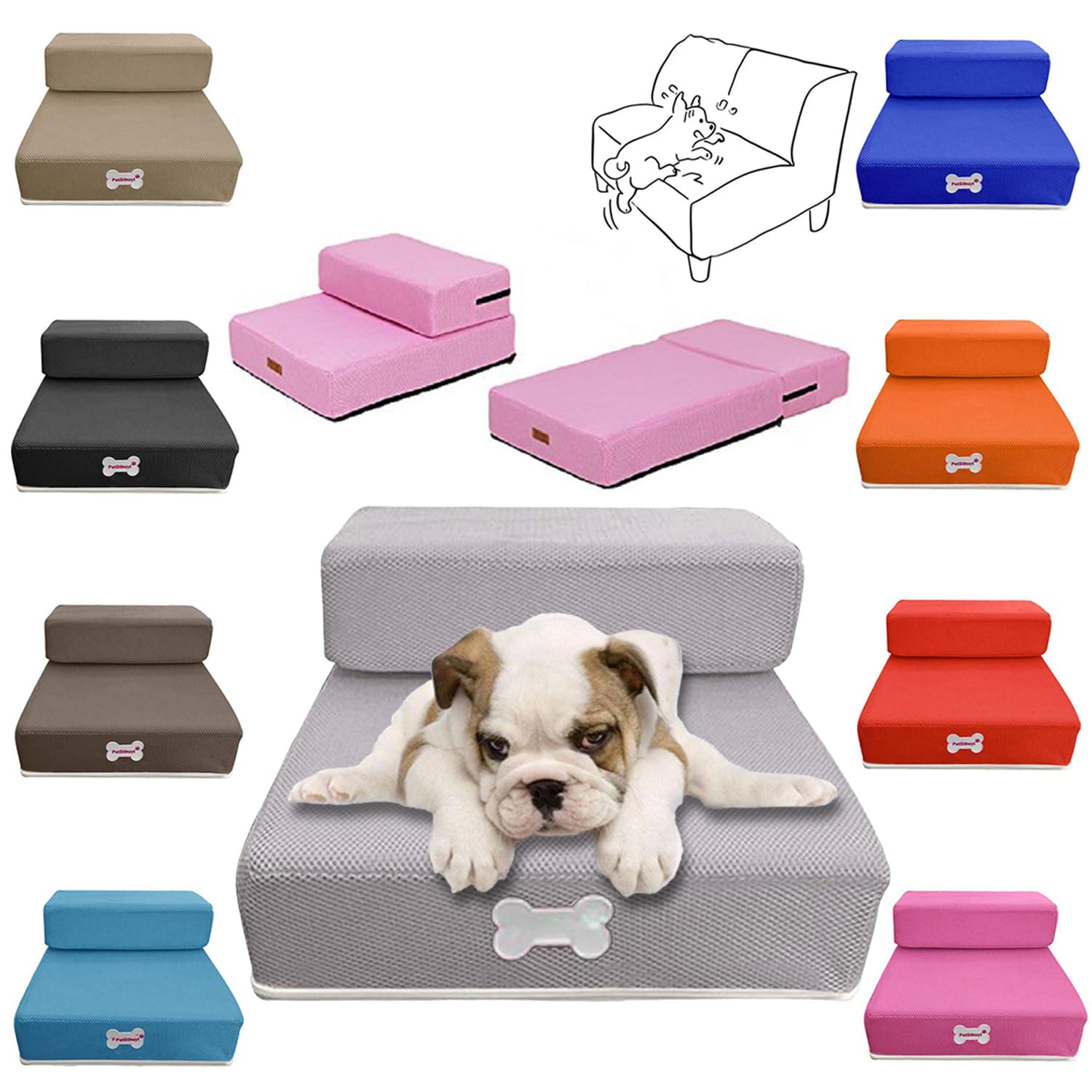 Amazon | 犬用ステップ 2段 小型犬 折りたたみ 階段 ペットスロープ 高
