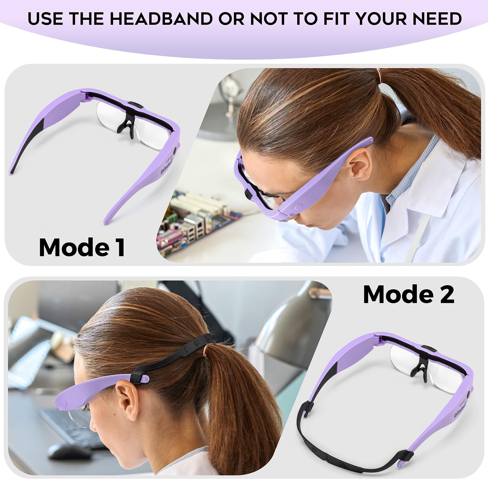 Dilzekui Lupa con luz de 1.5X a 5.0X, lupa recargable, lupa iluminada con 4 lentes desmontables, lupa para trabajo cercano, joyería de lectura