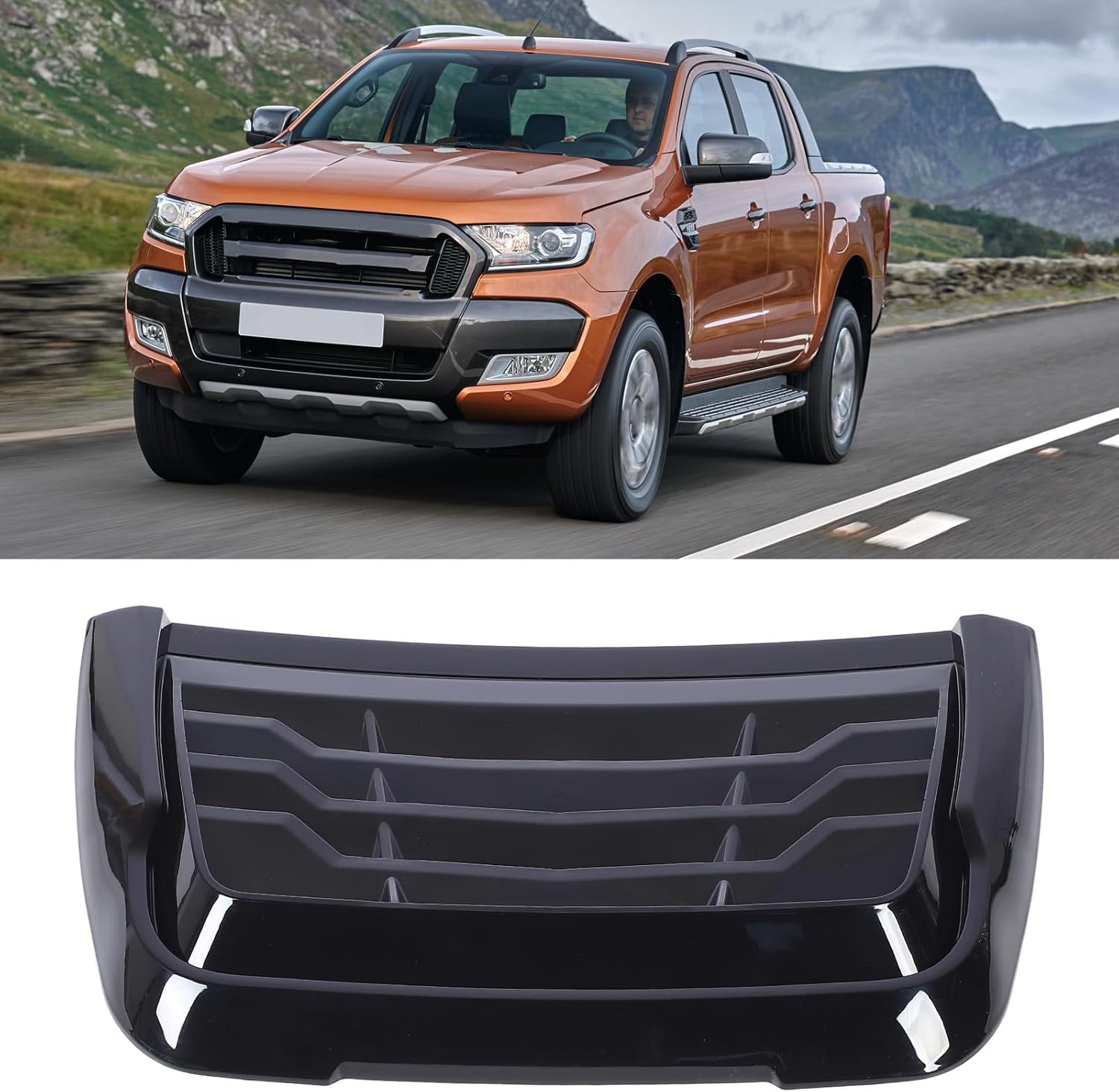 Fabater Bonnet Air Intake Vent Cover, Glossy Black Hood Scoop Vent Trim Cover for XLT XLS XL 2015-2022, Car Stickers, Car Decorative to Enhance the Sporty Look, No Drilling