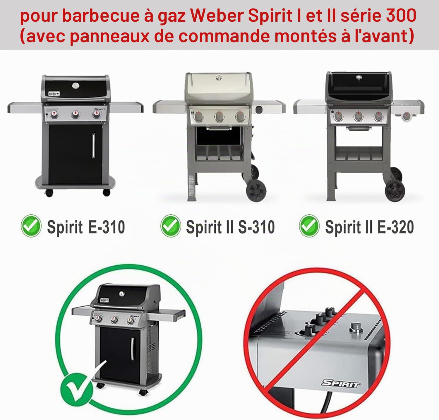 67046 Bars de flavorizer pour Weber Spirit 300 & GS4 Spirit II 300 Series, Spirit E/S 310 320 330 (avec bouton de commande avant), 7636 Pièces de rechange mises à jour pour barbecue Weber 69797
