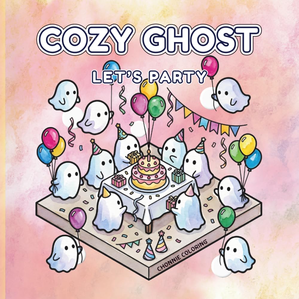 Cozy Ghost Let's Party: A Kawaii Isometric Coloring Book Featuring Cute Spooky Spirits and Fun Celebrations for Kids, Teens, and Adults