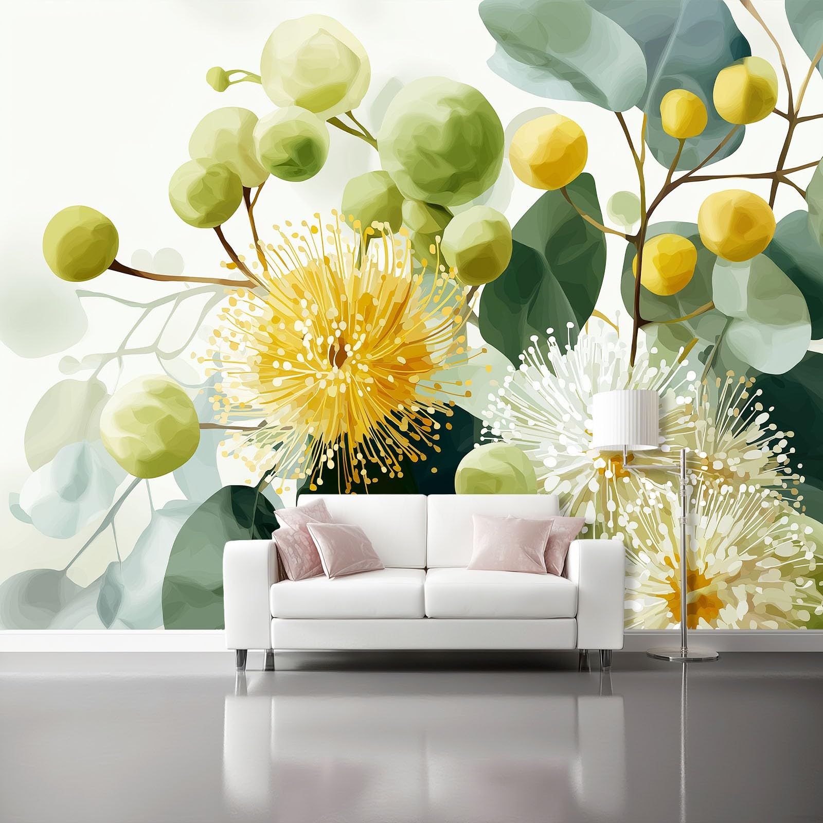 Papier peint panoramique floral 200x140cm pour décoration murale du salon et de la chambre