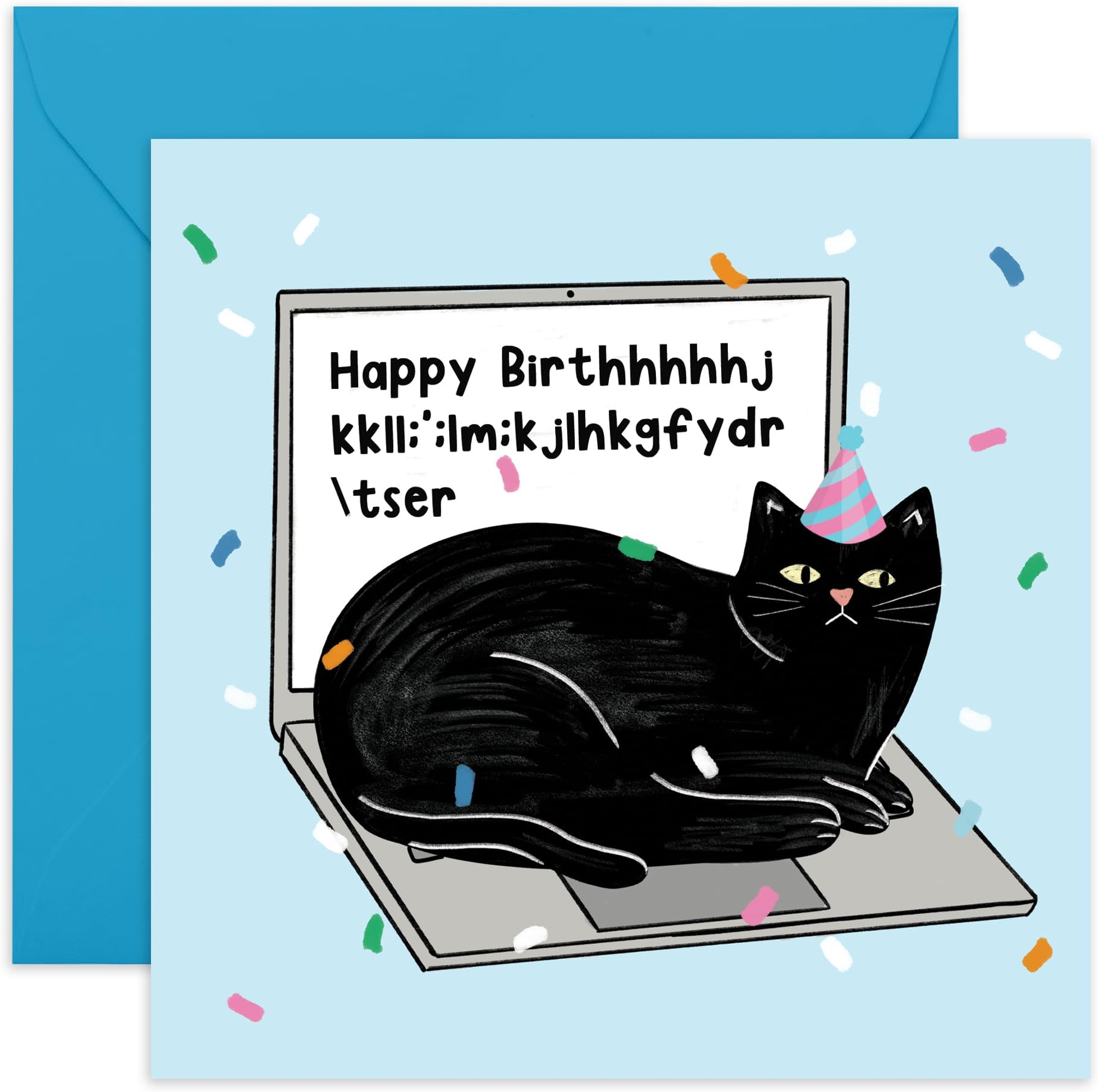 Central 23 Greeting Card For Him Her - Cat On Laptop - Men Women Birthday Card For Adults, Cat Lovers - Gifts From Friend Bff - Comes With Stickers