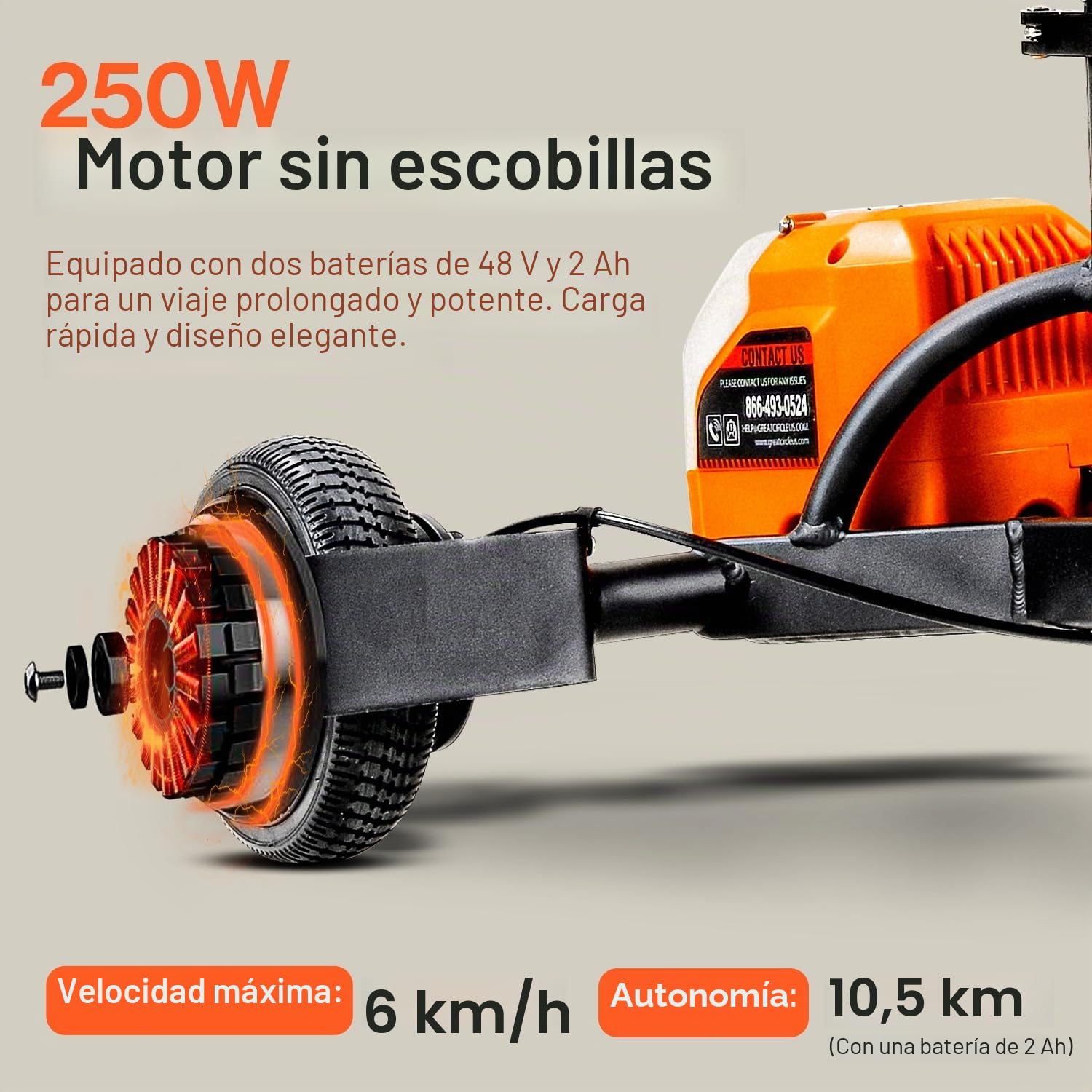 SuperHandy Scooter de Movilidad Passport Pro - Estructura Plegable de Aluminio, 4 Ruedas, Incluye 2 Baterías de Litio-Ion de 48V 2Ah y Cargador, Soporta hasta 150kg [Patente Pendiente]