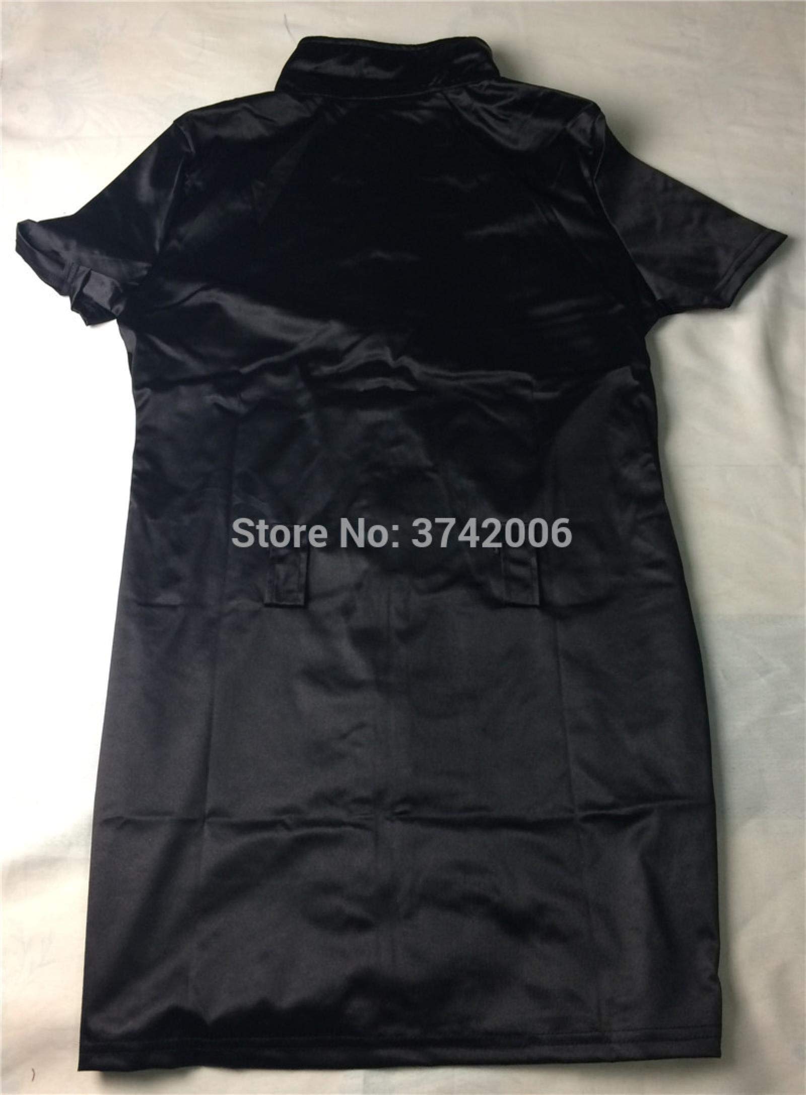 Sexy Donna poliziotta Ufficiale poliziotte Vestito Nero Cerniera Raso Donne della Polizia Costume Cosplay Sexy