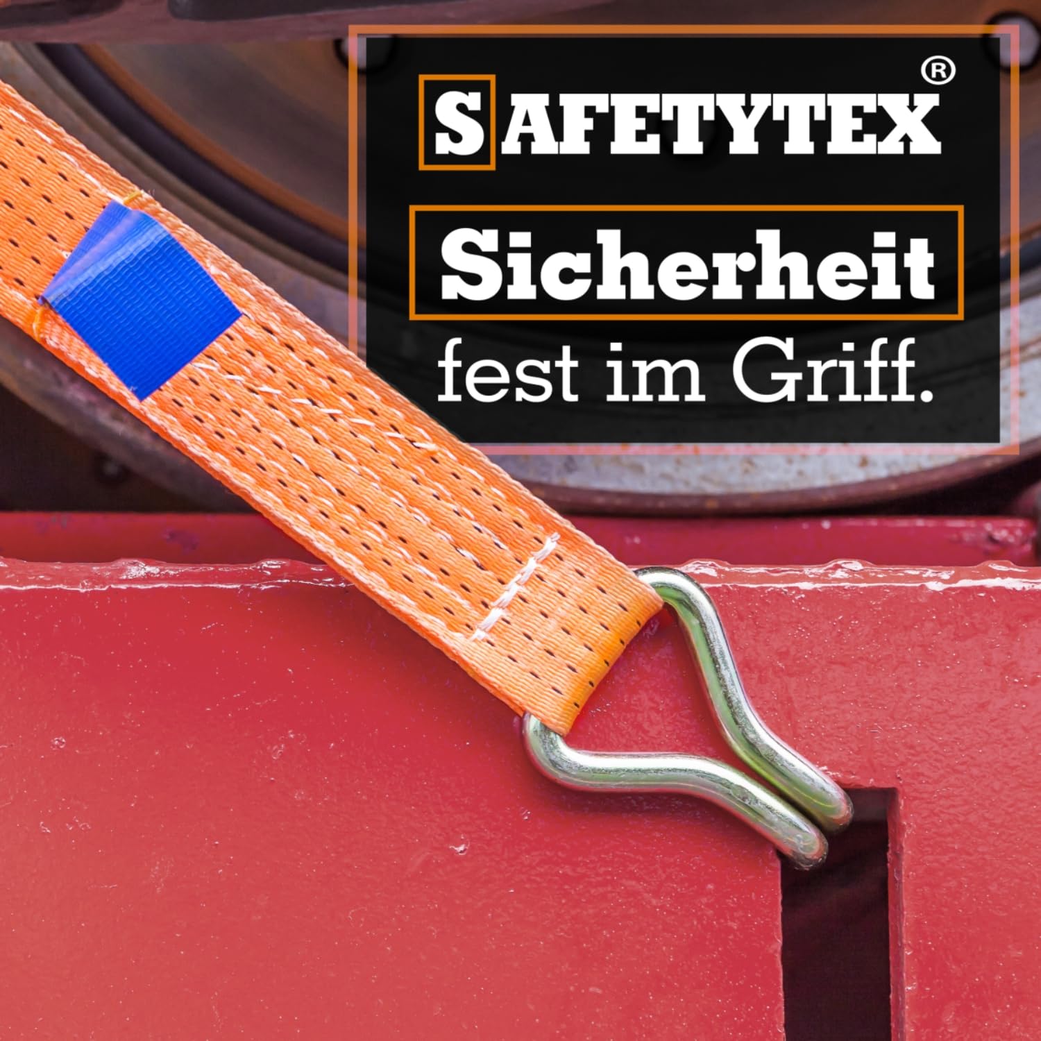 Safetytex Spanngurt 4t 50 mm x 2 m - 2-teilig mit Ratsche & Spitzhaken - hochwertiger Spanngurt aus Polyester - Zugkraft 4000 kg, für Transport & Sichern von Lasten (10 Stück)