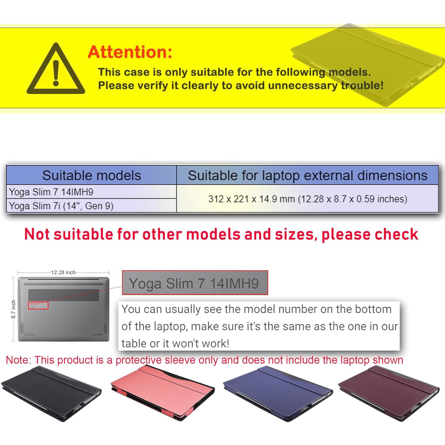 Custodia per computer portatile Lenovo Yoga Slim 7 14IMH9 e per Slim 7i Gen9 da 14", in pelle PU, accessori per notebook, PC, con presa d'aria termica e portapenne (blu)