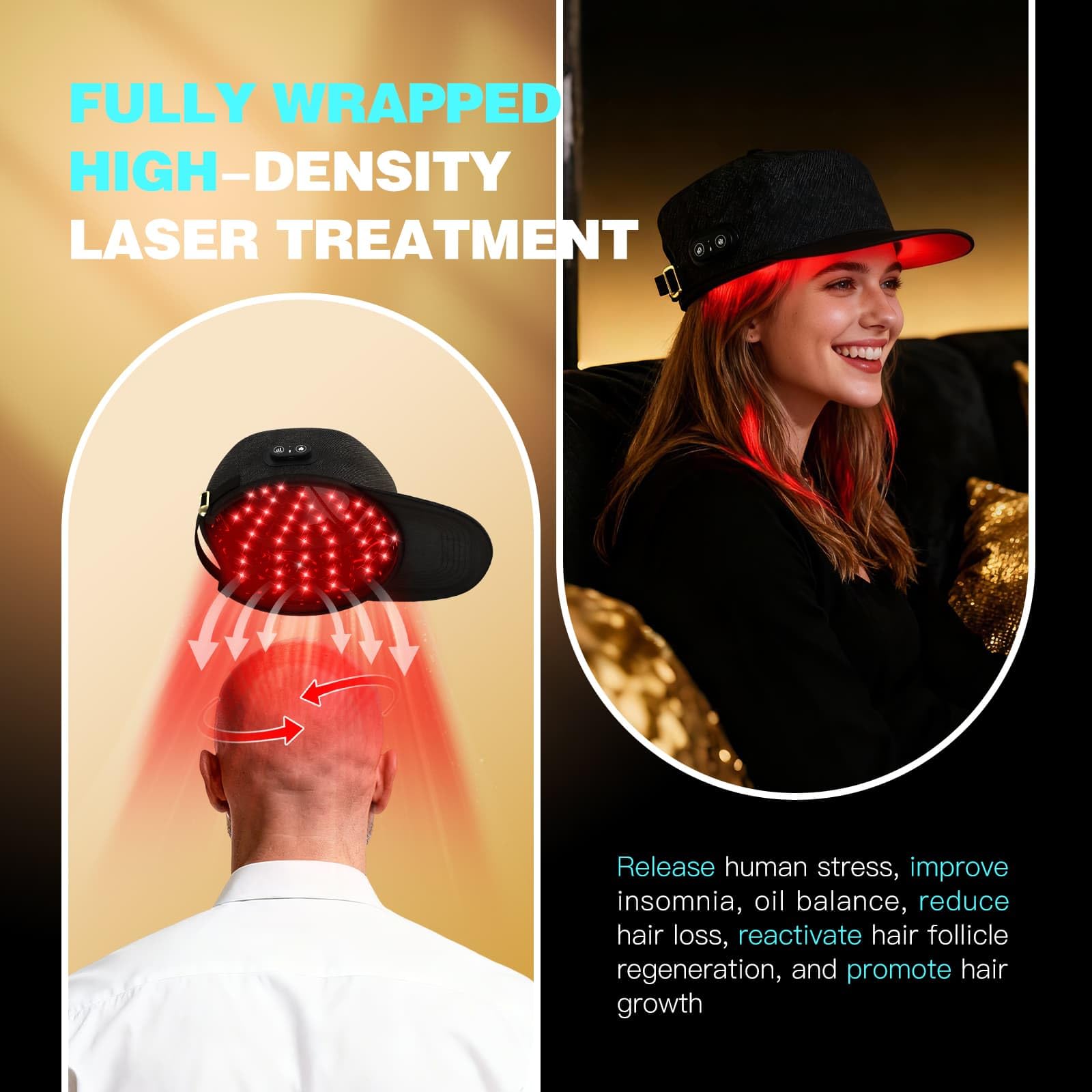 iKeener Gorra Inalámbrica Crecimiento Cabello Láser, Gorra Terapia Luz Roja 660nm&850nm Aprobada FDA Recrecimiento del Cabello,Luz Roja Estimula el Crecimiento Folículo Piloso,Restaura Grosor Cabello