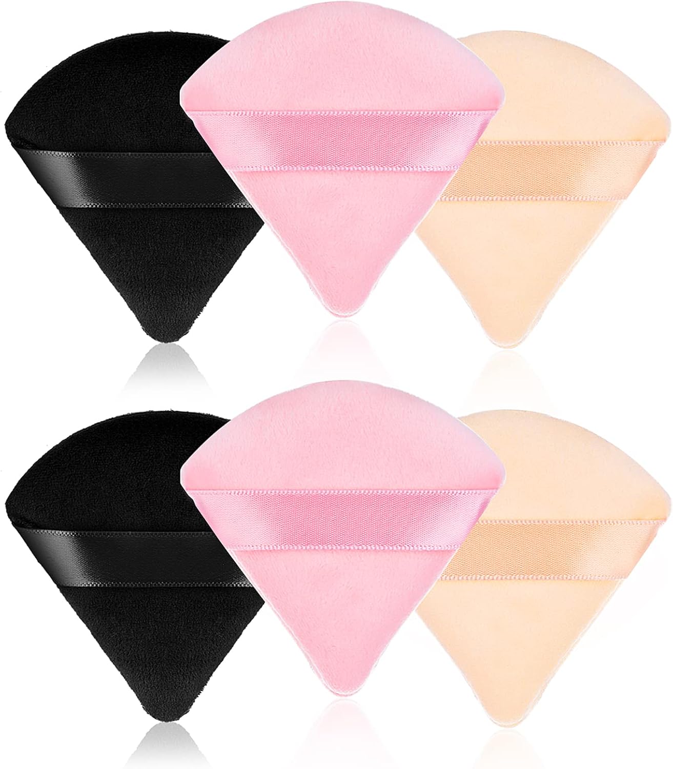 WLLHYF 6PCS Triangle Powder Puff, Face Cosmetic Powder Puffs Velour