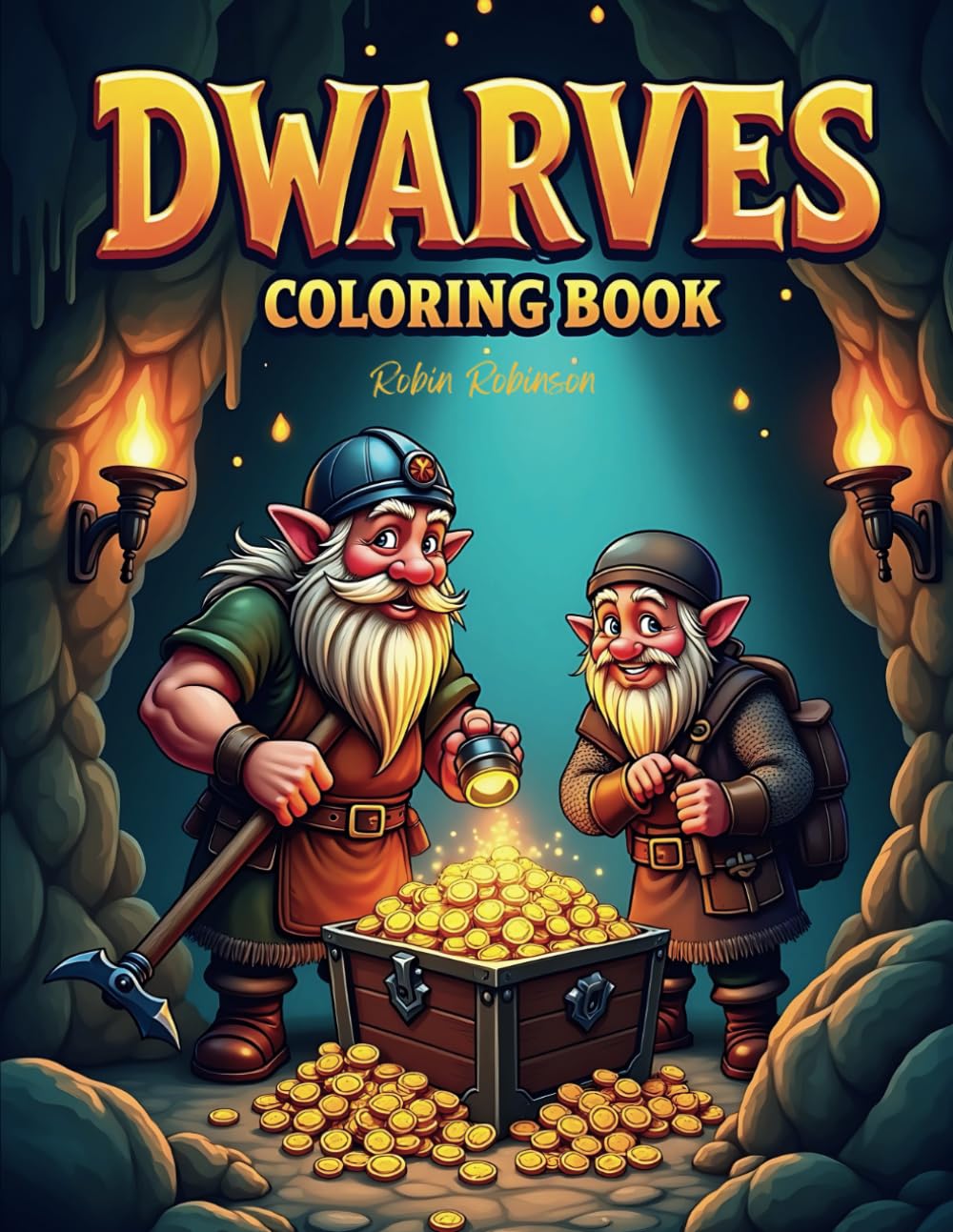 Dwarves Coloring Book: 50 Unique Fantasy Designs with Dwarves, Dragons, Trolls & Adventures – Dwarf Coloring Pictures for Stress Relief & Relaxation for Teens & Adults