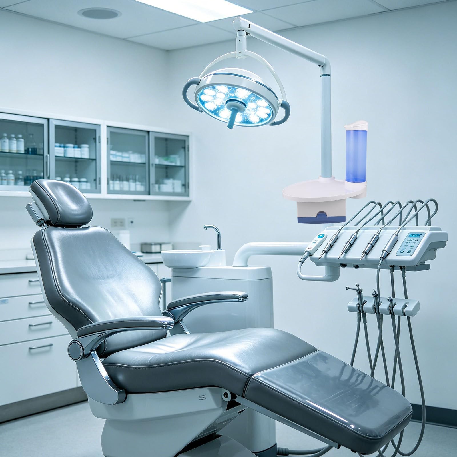SHINEOFI Accessorio 3 in 1 per Poltrona Odontoiatrica in Plastica Bianca Portabicchiere e Portasalviette, Efficiente e Salvaspazio per Ospedali e Cliniche