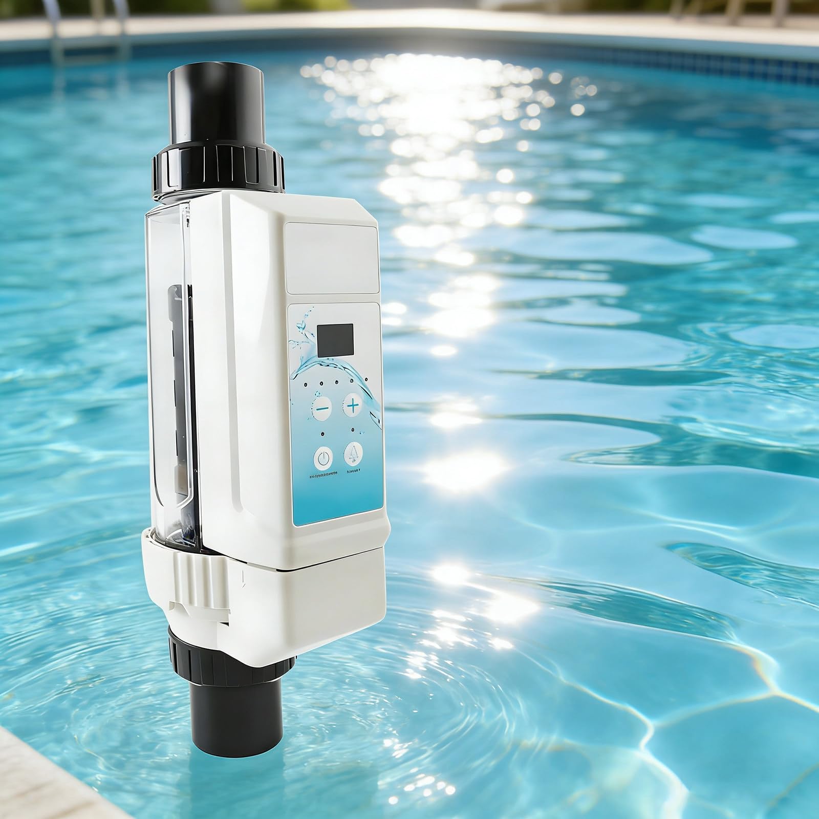 Saltwater Chlorinator, Auto Cleaning Salt Water Pool Chlorine Generator System, Complete Functions Pool Chlorine Generator Chlorinator for Spa Swimming Pool 80m³Pool