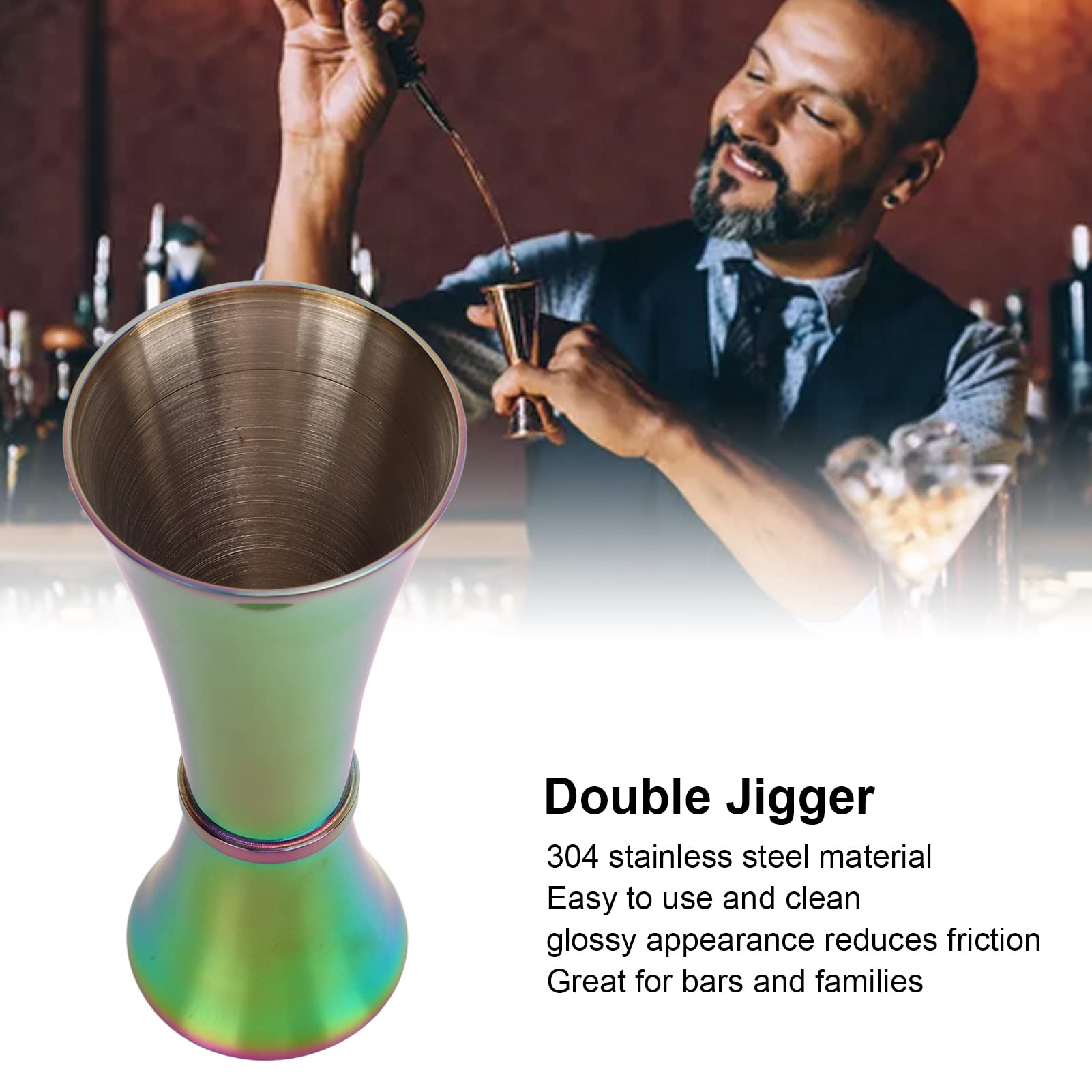 MISNODE Double Jigger for Bartending, Stainless Steel Measuring Cup, Thicken Design Cocktail Jigger Wide Opening Bar Measuring Jigger Bar Accessories for Bar Home Kitchen(Colorful)