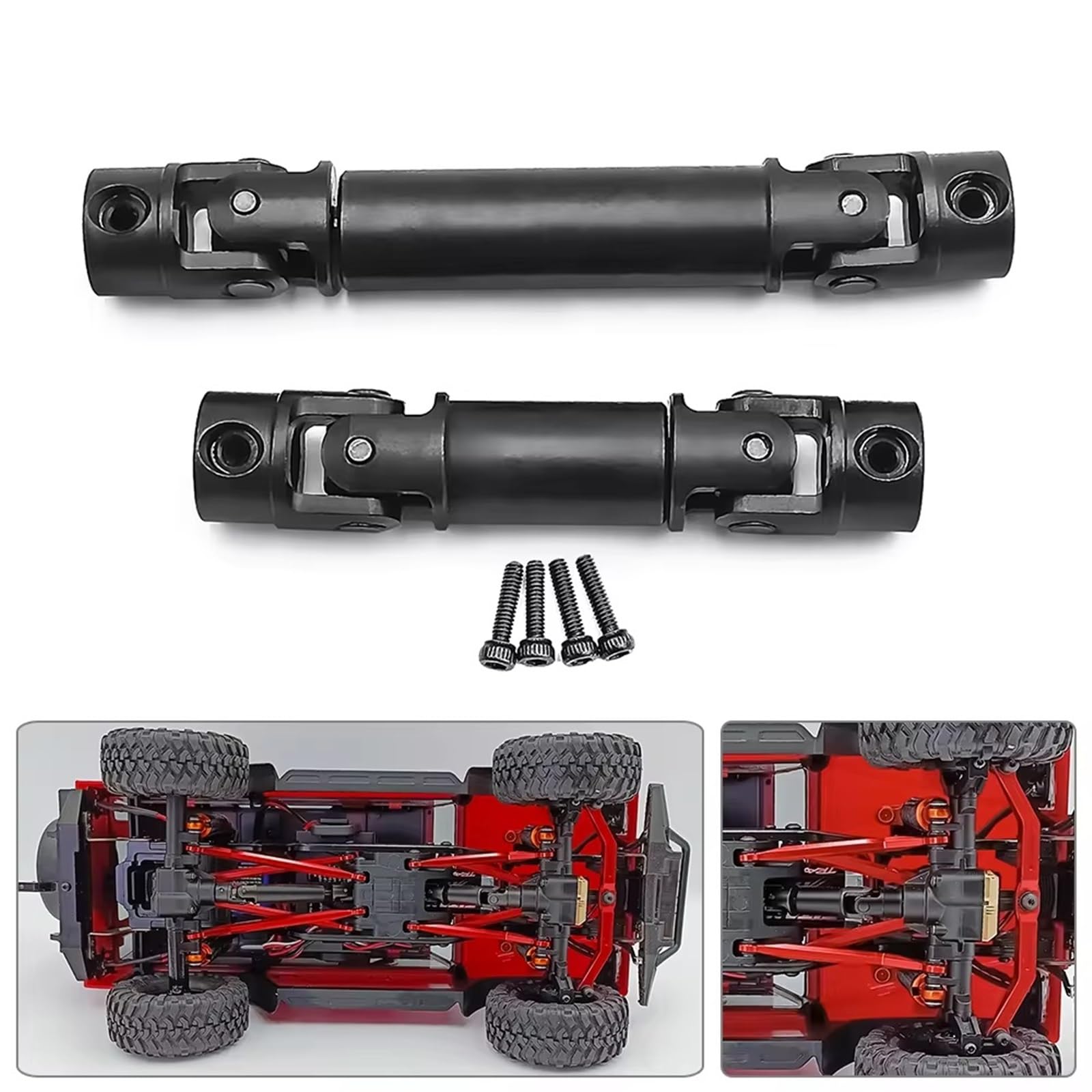 Arbre De Transmission Universel CVD En Acier Pour TRX4M 1/18 – Avant/arrière Réglable – Résiste à La Rouille – Contrepoids En Laiton – Noir