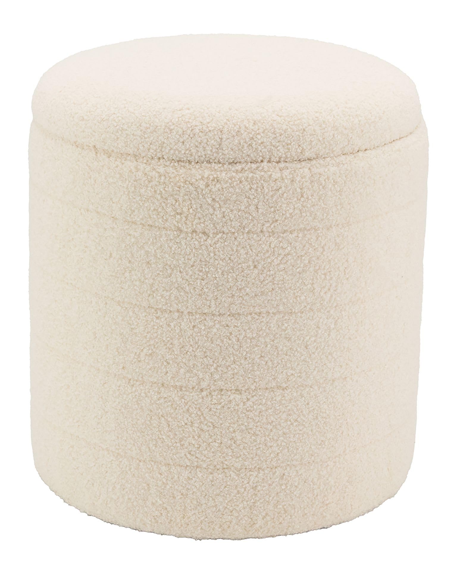 Pouf coffre en polyester beige AUBRY GASPARD Ø40 H45 cm