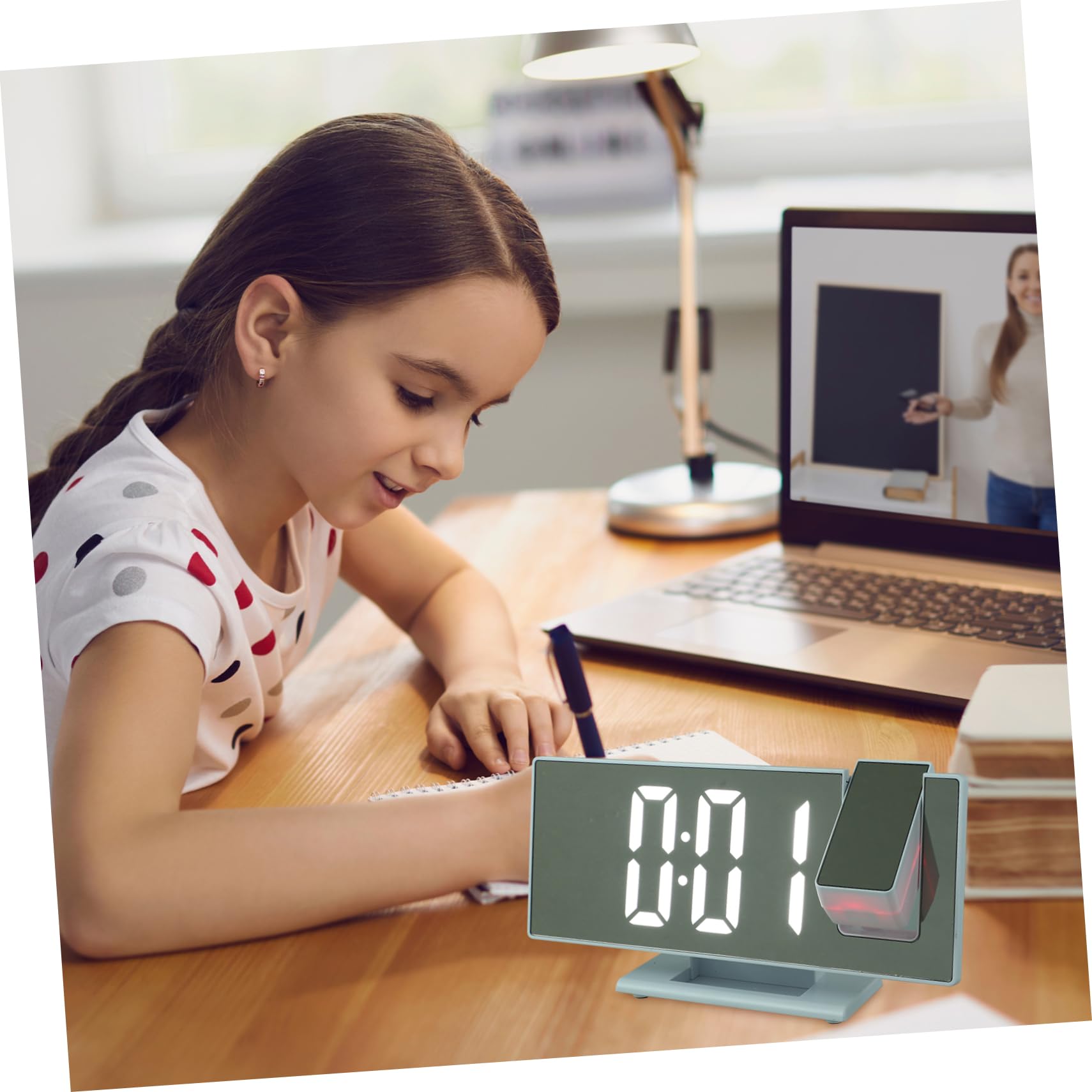 Ciieeo LED Projektionswecker Weiß mit Großem LED Display für Schlafzimmer