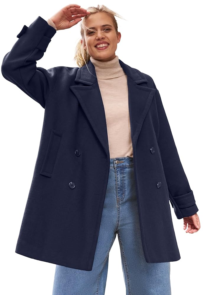 Amazon.com: ellos Plus Size Double Breasted Peacoat - 10/12
