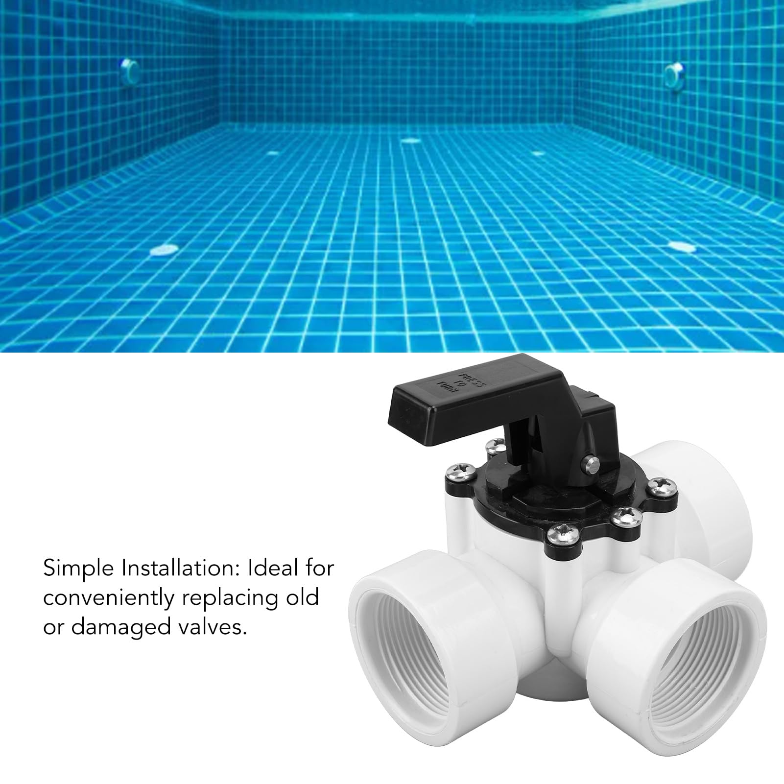 Vanne Déviatrice 3 Voies, Remplacement 4715 Filetage Femelle 1,5 Pouce, Pièce de Rechange Piscine Durable, pour Piscine et Accessoire Spa