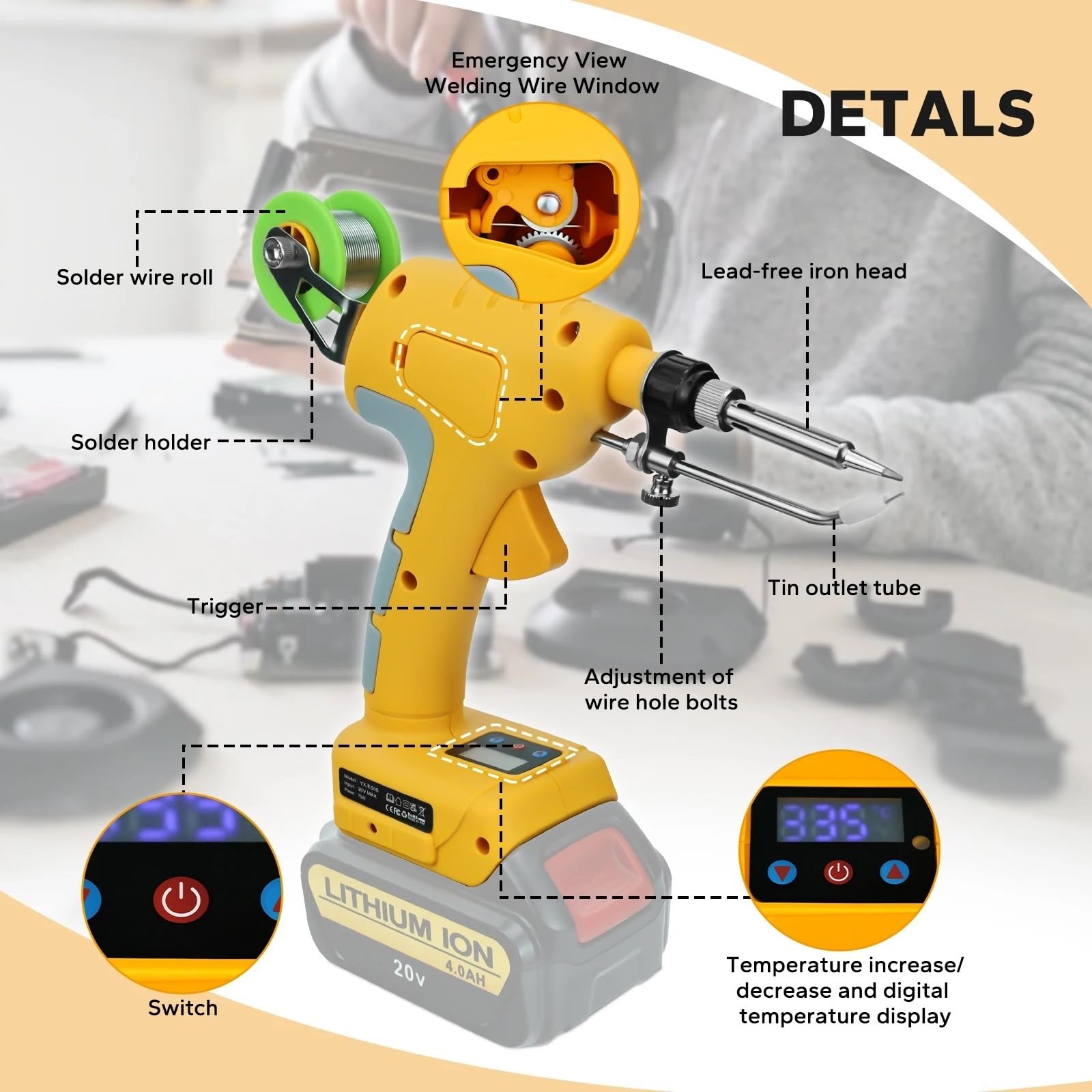 Pistolet à Souder Portable à Une Main - Alimentation Automatique En étain, Idéal Pour Petits Travaux Et Réparations
