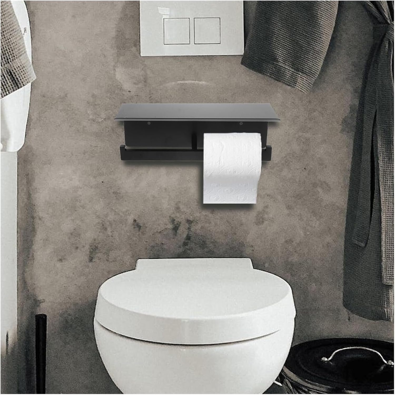 Toilet Paper Holder Wall-Mounted Stainless Steel Toilet Tissue Holder with Double Roll Paper Rack Bathroom Tissue