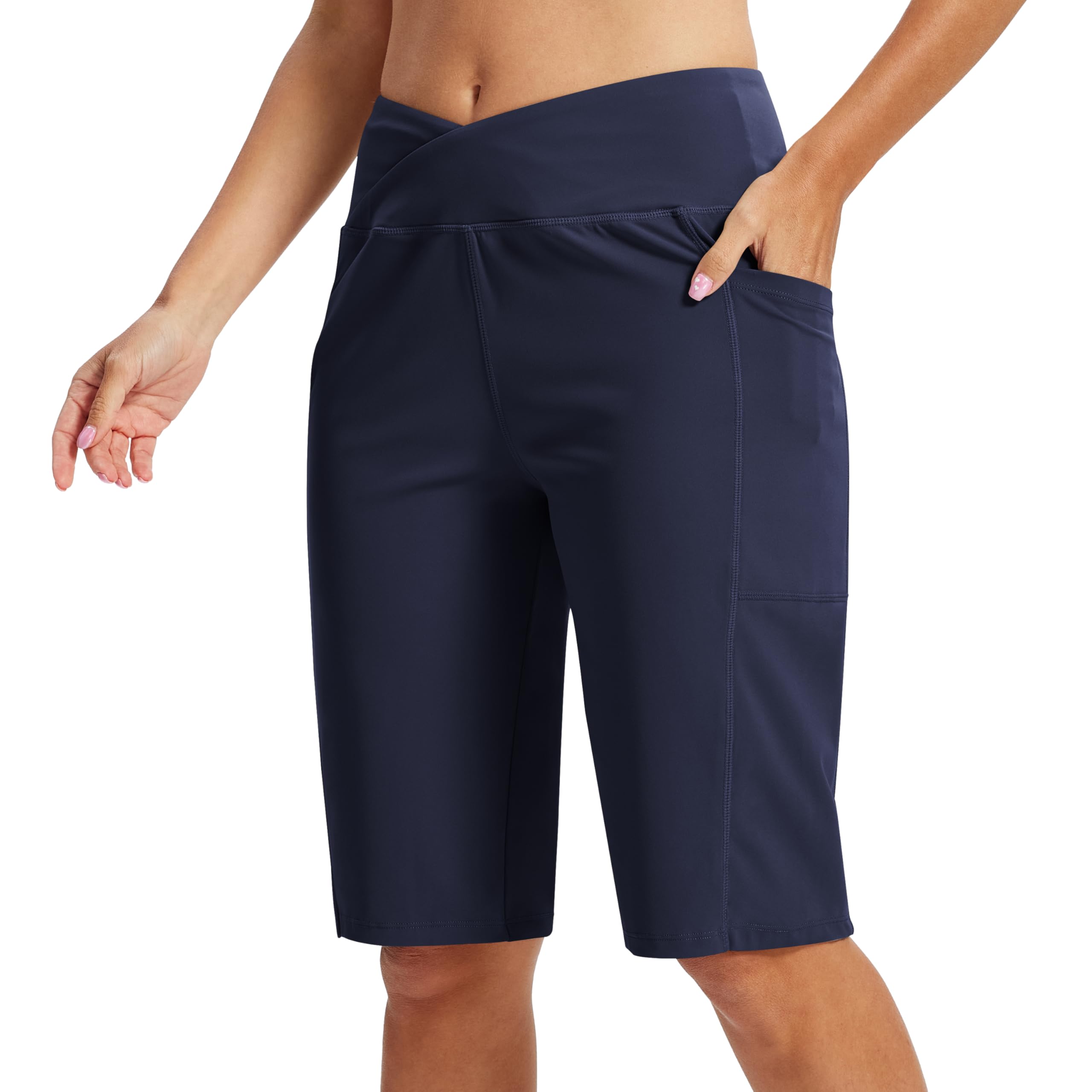 MoFiz Pantaloni Corti Sportivi Donna Leggins Corti Bermuda Donna Pantaloncini da Yoga Corsa Vita Alta Gym Shorts Estivi con Tasche