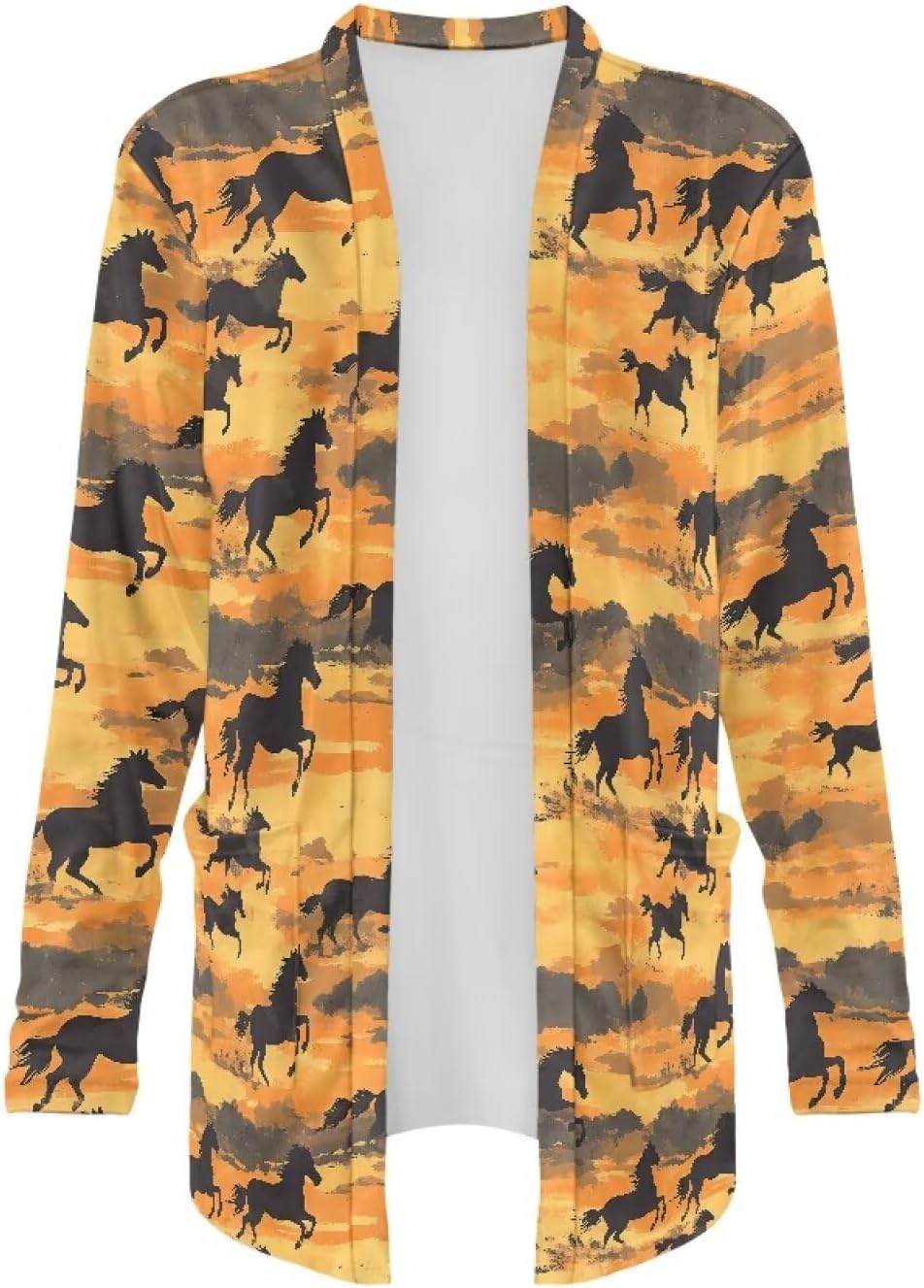 Women's Plus Size Aztec Tribe Print Long Sleeve Open Front Kimono Lightweight Comfy Warm Cardigan Fit Work Travel