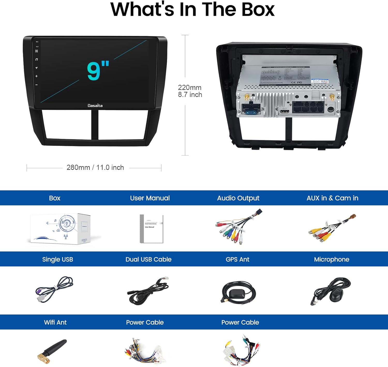 dasaita 9 inch hd android car stereo for subaru forester wrx xv 2007 2008 2009 2010 2011 2012 carplay android auto head unit multimedia 1280x720 ips t