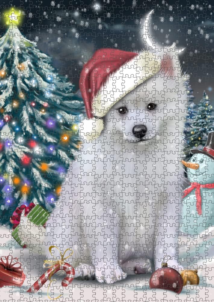 Have a Holly Jolly Christmas American Eskimo Dog Jigsaw Puzzle for Adults - Animal Printed Interlocking Puzzle Game Artwork - Gift for Dog Lover's -1000 Pcs 20"x30", PZLE58270