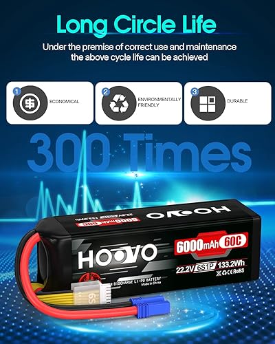 Miniatura 7 de HOOVO Batería LiPo de 22.2V 6000mAh 60C 6S con enchufe EC5 para RC Quadcopter Camión Barco Avión Helicóptero Vehículo RC