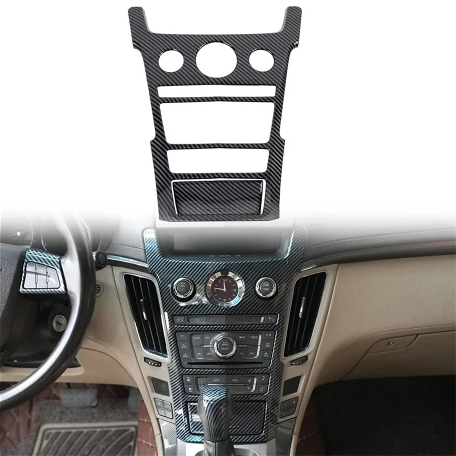 Folia na panel‌ Okleina skrzynia biegów‌ Pasuje do Cadillac CTS 2008-2013 Akcesoria Panel sterowania centralnego samochodu Panel przycisków Osłona - ABS Włókno węglowe