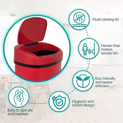 Miniatura 3 de Dkelincs Basurero de cocina de 13 galones con tapa, bote de basura automático de acero inoxidable sin contacto para el hogar, oficina, sala de