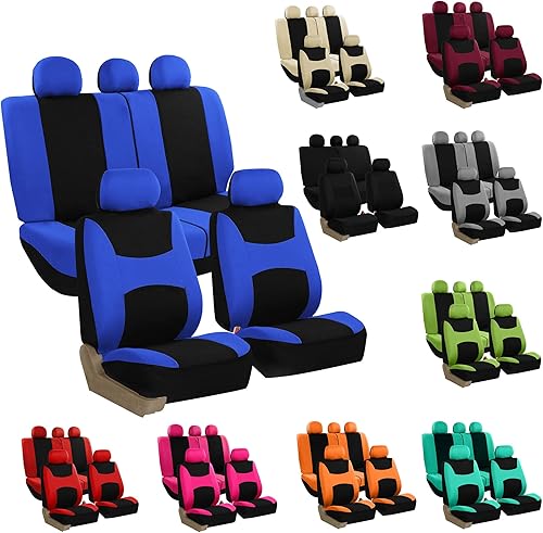 Miniatura 7 de TLH - Juego de fundas de asientos delanteros de tela plana ligera y fresca para automóvil, compatible con bolsa de aire, protector de asiento
