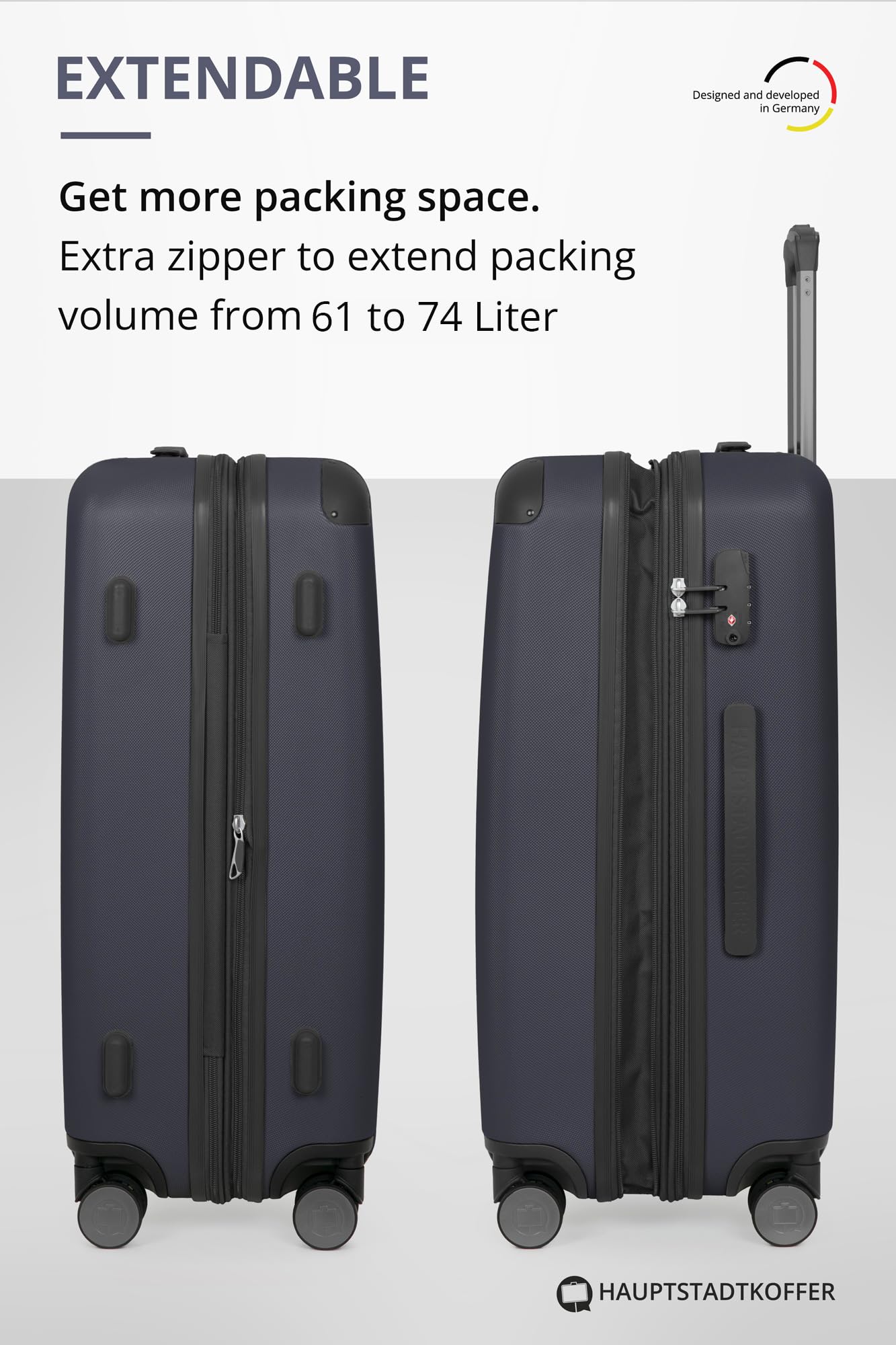 Hauptstadtkoffer - Spree - Valigia Trolley rigido ABS TSA 4 ruote, 65 cm, 74 litres, Blu Scuro - 5