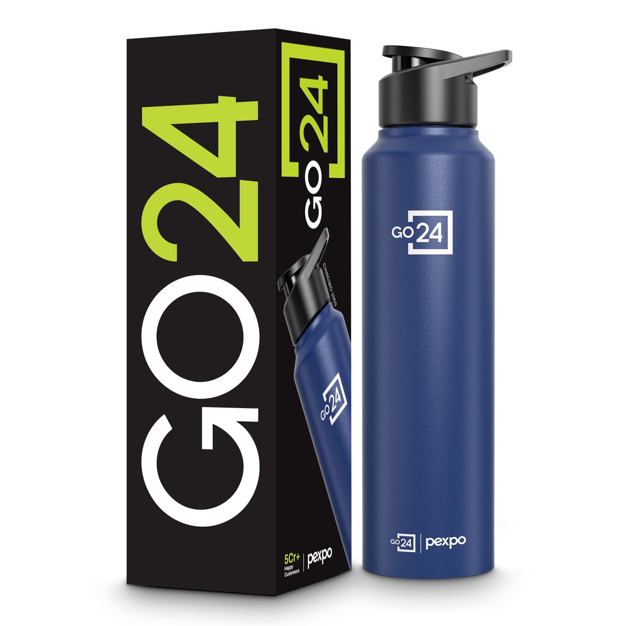 Go24 pexpo Stainless Steel Water Bottle Chromo Denim Blue 950ml