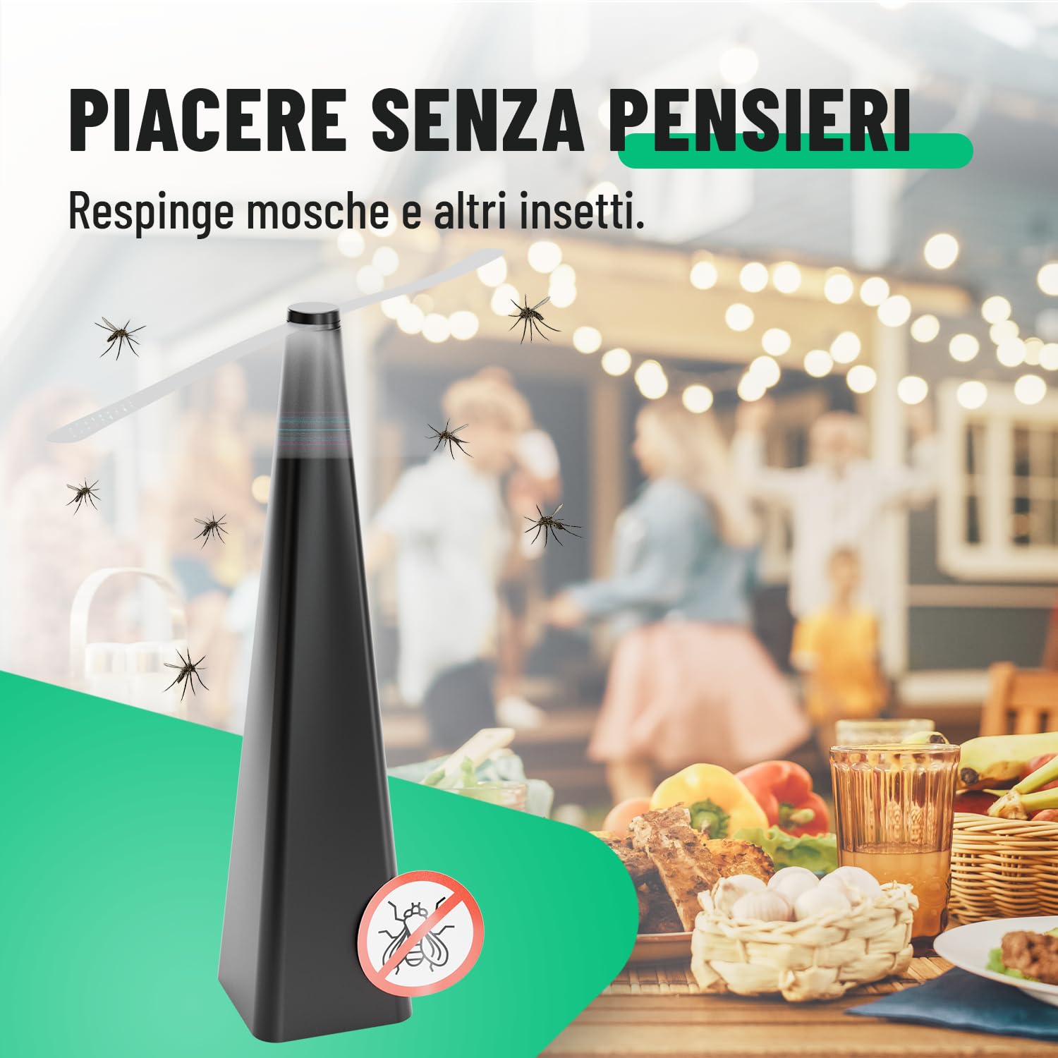 greate 2x ventilatore repellente anti-insetti da tavola a batteria - scaccia mosche da tavolo senza chimica e senza rischio di lesioni - repellente mosche