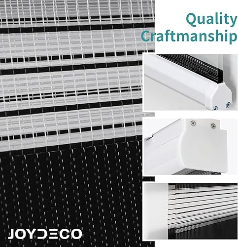 Miniatura 4 de Joydeco Persianas estilo cebra sin cordones para ventanas, de doble capa y control de luz de privacidad para día y noche, persianas traslúcidas con