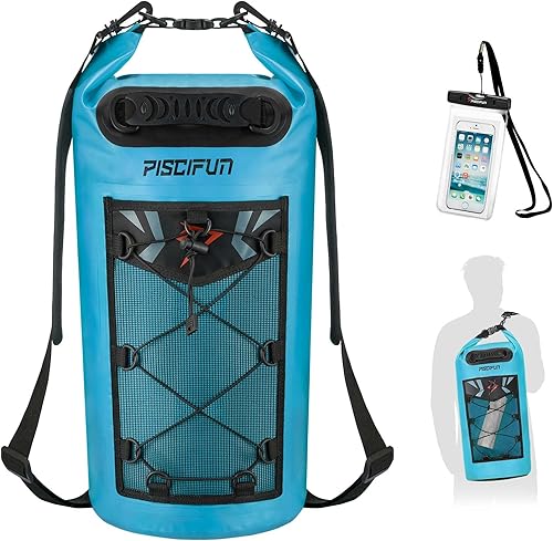 Piscifun - Mochila seca flotante e impermeable, 510203040 L, con funda impermeable para teléfono, para kayak, canotaje, surf, rafting y pesca