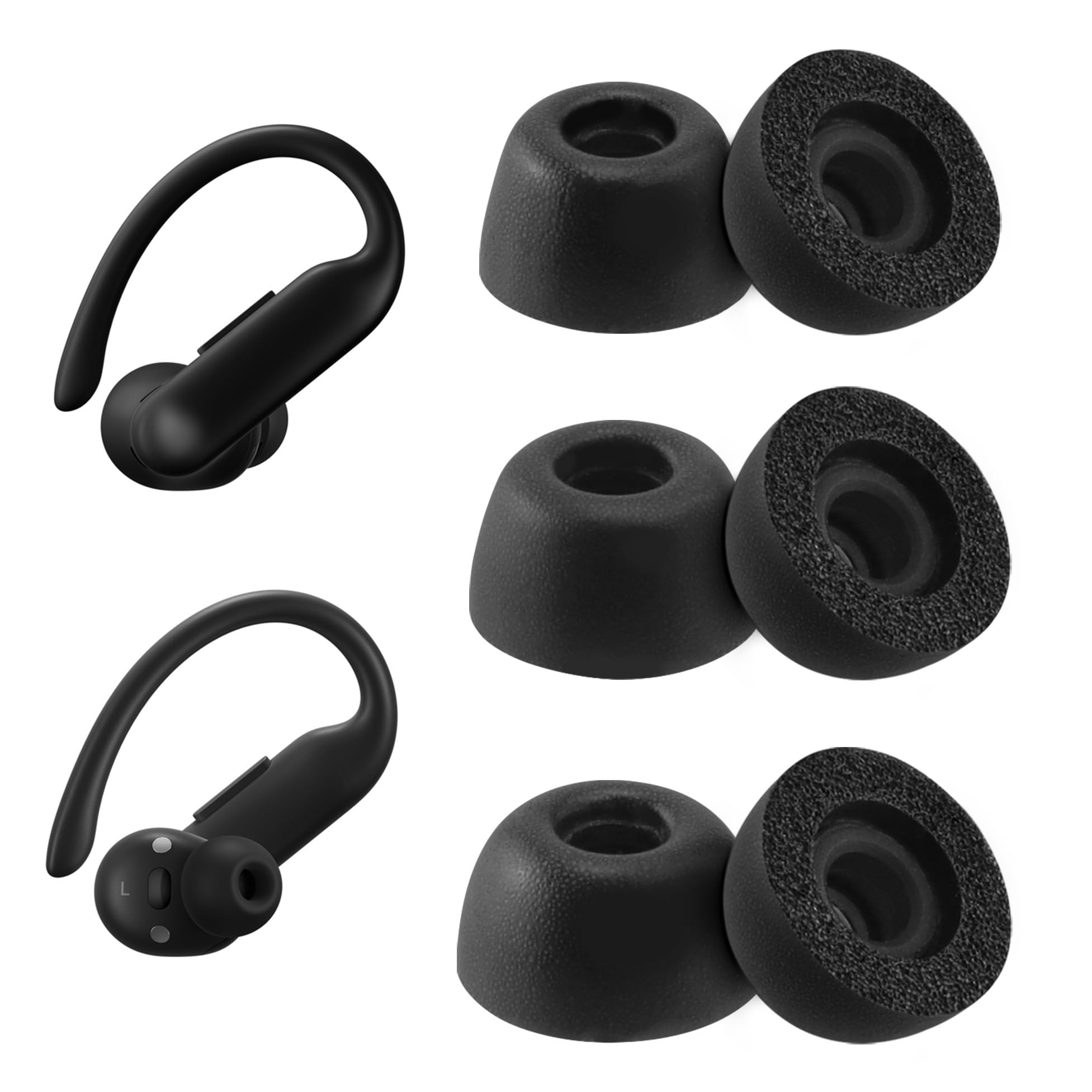 NANLANFAN Replacement Foam Eartips for Powerbeats Pro 2, Ultimate Comfort, 3 Pairs (S/M/L, Black)