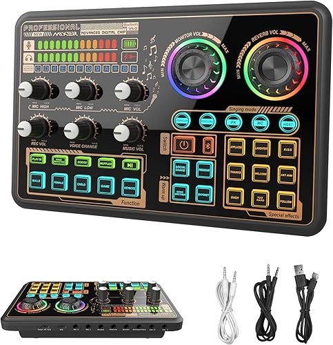 Tablero de efectos de sonido, interfaz de audio con cambiador de voz, tablero de sonido en vivo para micrófono de teléfono de PC, mezclador de audio