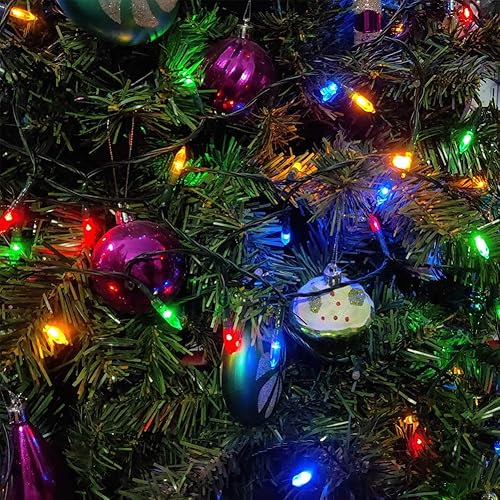 Vista 19 de Guirnalda de luces LED para Navidad, color blanco cálido y multicolor, Jardín Alambre verde blanco cálido