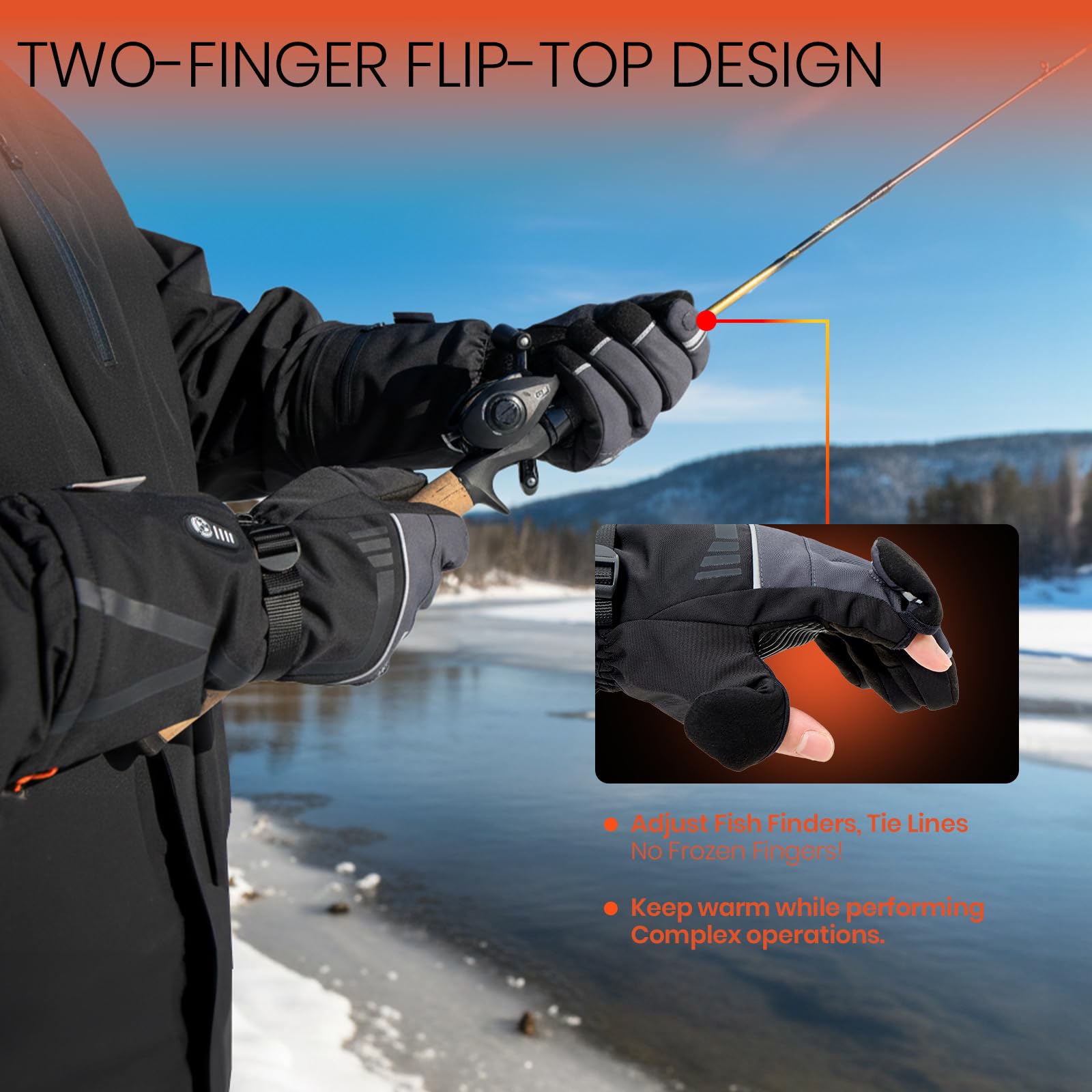 Heated Gloves for Men Women, 7.4V Battery Rechargeable with 2.5-Hour Fast Charging, Waterproof Electric Heated Ski Glove for Work, Fishing, Hunting, Motorcycle, Skiing