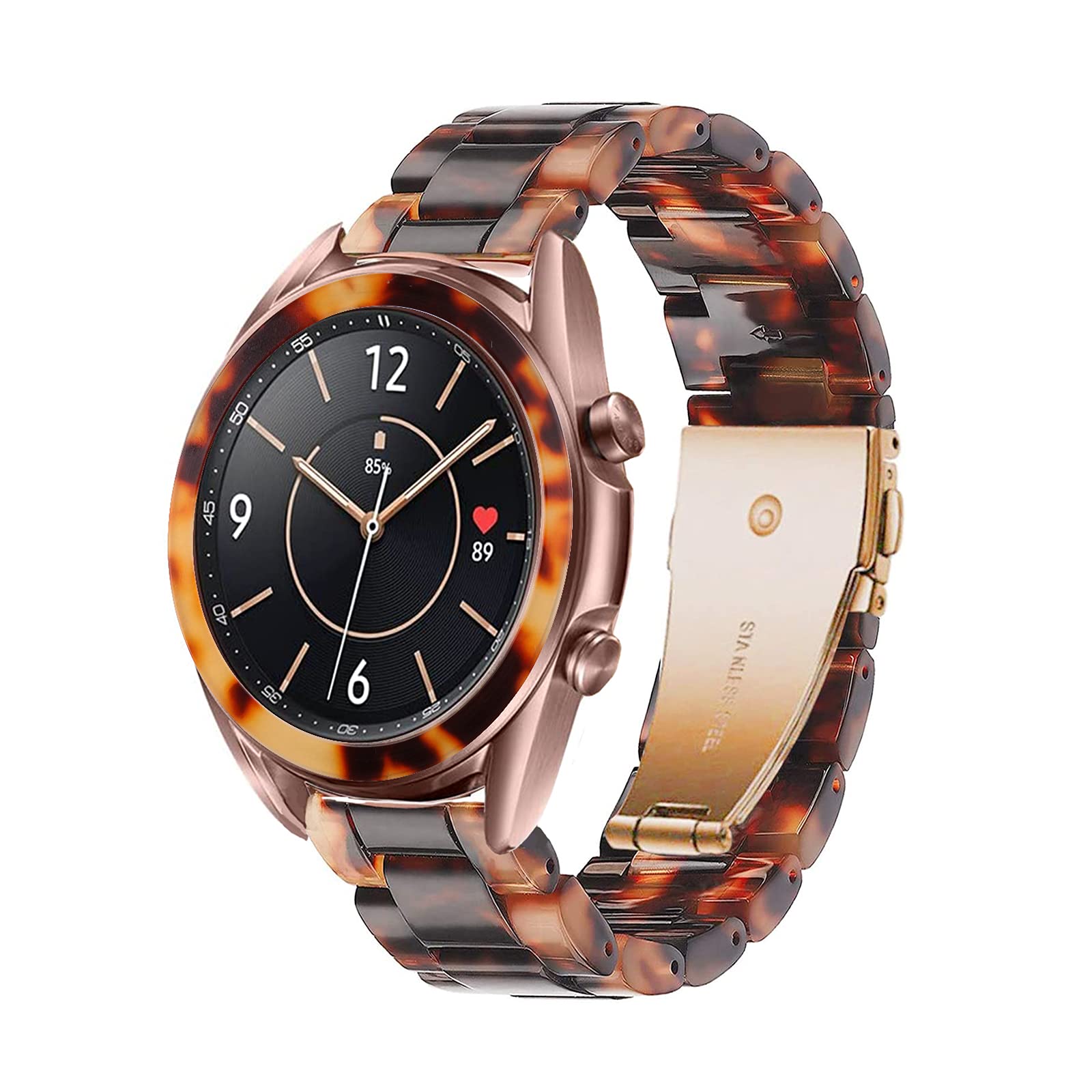 Omter Compatible with Samsung Galaxy Watch Watch 3 (41mm) Band + Bezel Women Men 20mm Resin Wristband Strap Bracelet