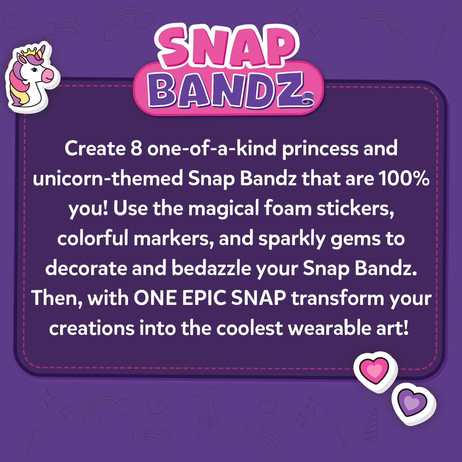 Skillmatics Craft Activity - Snap Bandz, Unicorns & Princesses, DIY Art & Craft Activity, Mess-Free, Creative Kit, 8 Bands (8.6"), Gifts for Girls & Boys Ages 4, 5, 6, 7, 8, 9, 10 - Image 8 thumbnail