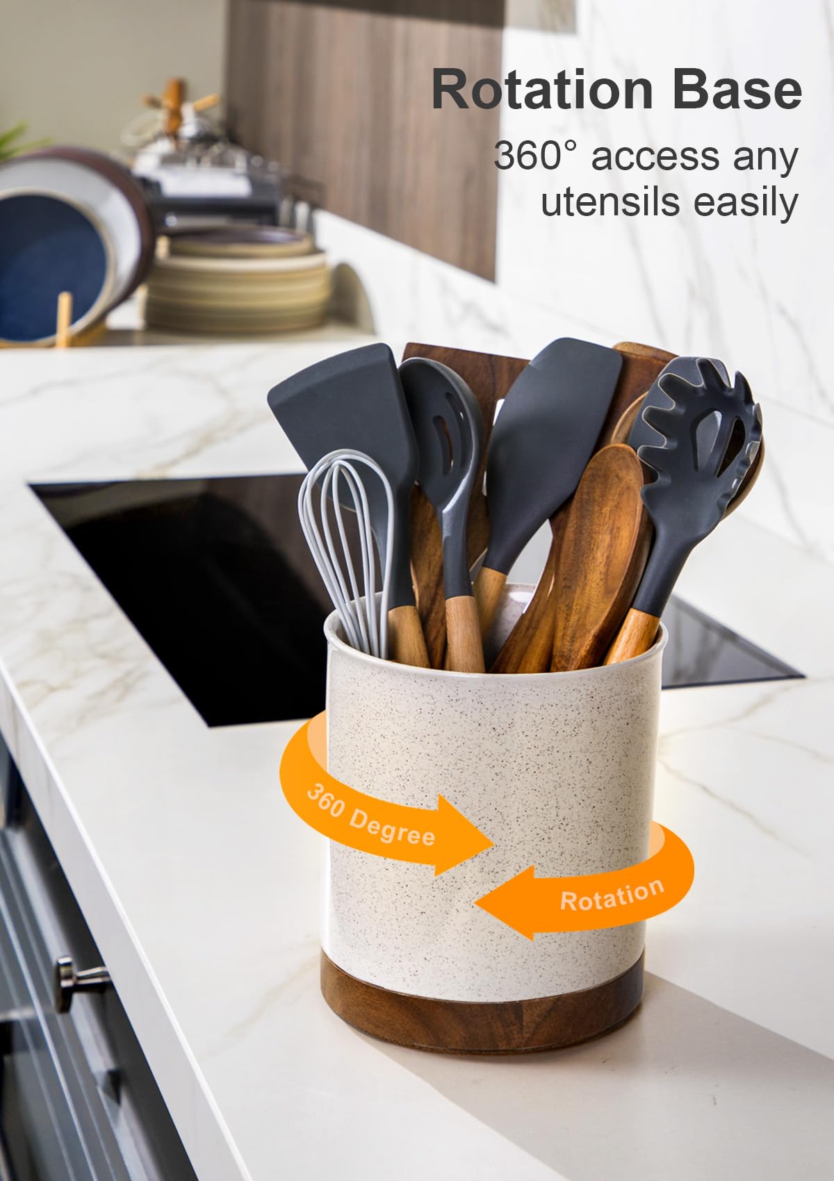 Amazon.co.jp: Nucookery 360°回転調理器具ホルダー 7.25インチ 大型