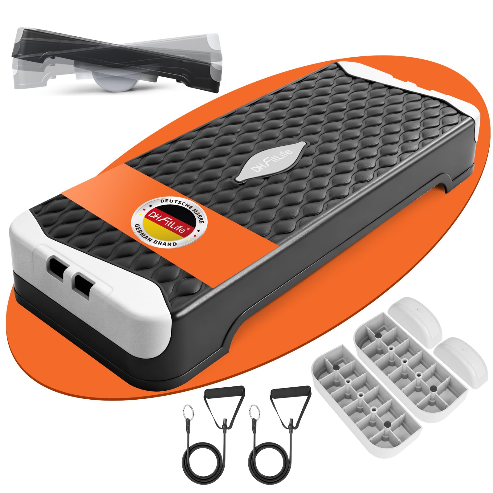 DH FitLife Stepper pour la maison | Balance Training | Planche de step réglable 10/15 cm | Stepper aérobic & Step Up | Fitness, renforcement musculaire & entraînement de coordination