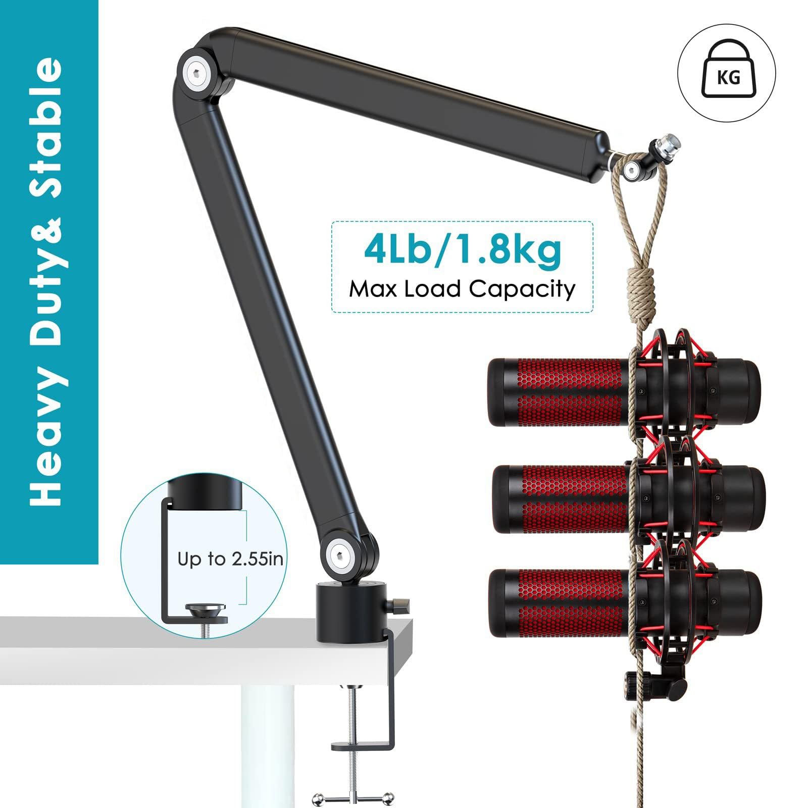 360 drehbarer Mikrofonarm Tischständer für Radio, Studio, Podcast, Gaming, verstellbarer Mikrofonständerarm
