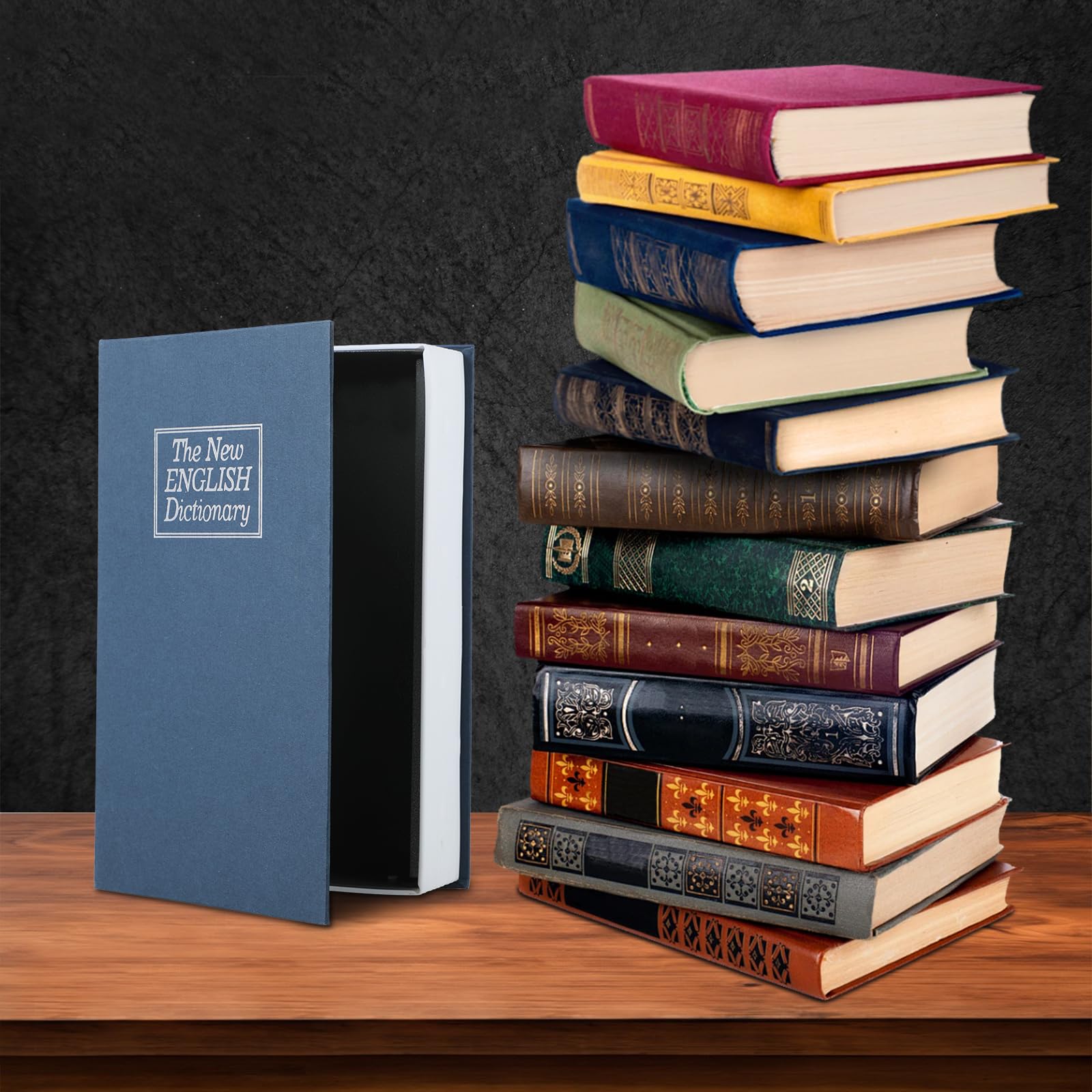 Cassaforte Libro Salvadanaio - Piccola, Blu, Per Contanti, Gioielli, Documenti, Combinazione - Foto 6