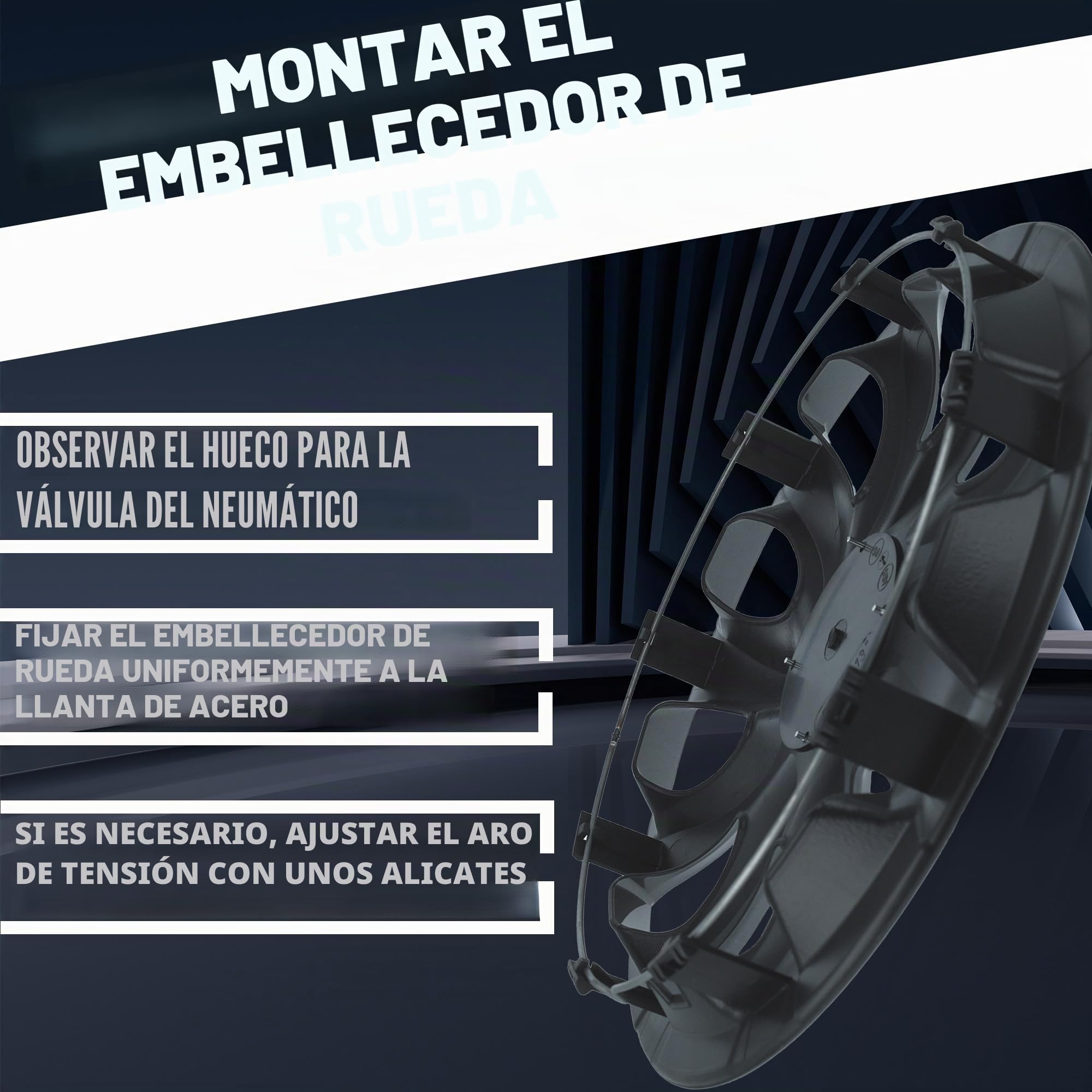 NRM Las mejores cubiertas de ruedas negras MATT para llantas de acero | Juego de 4 cubiertas de ruedas negras mate (15'')
