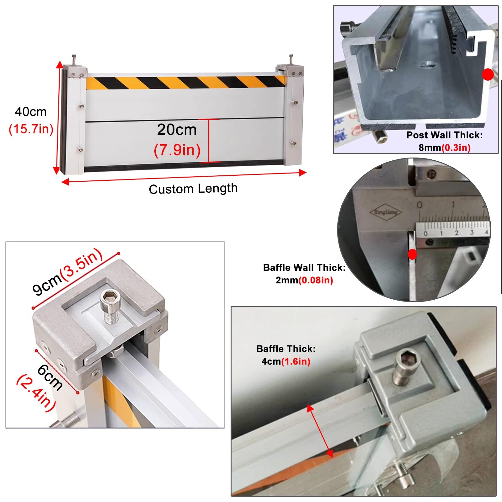 Barreras de protección contra inundaciones para Puertas de casa, Kit de umbral de Pared antiinundaciones de Aluminio de 80 cm, 60 cm y 40 cm de Alto, para Puertas/cochera/sótano, hogar Comer